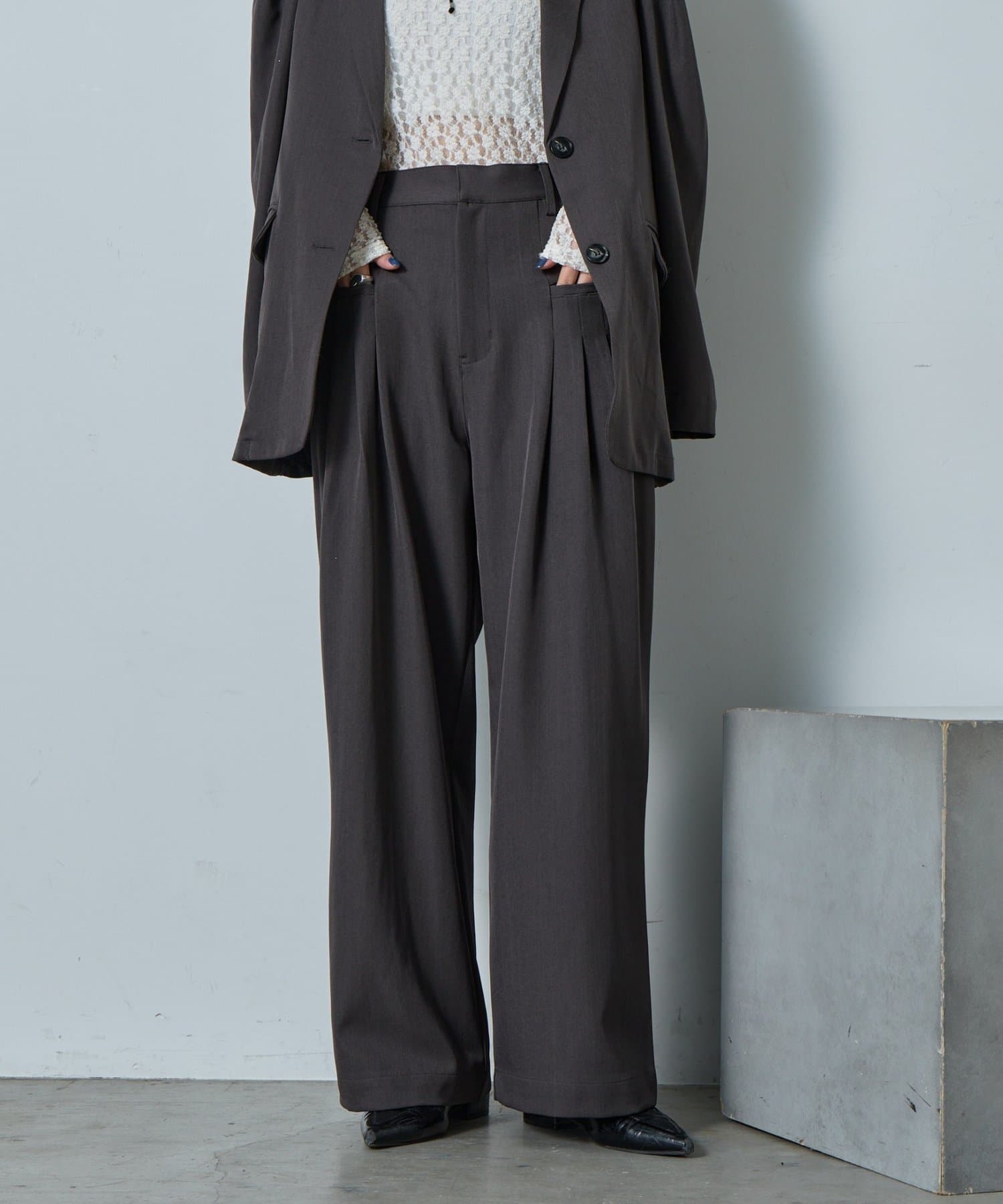 -goocy-(グーシー) 【オケージョン】タックデザインスラックス