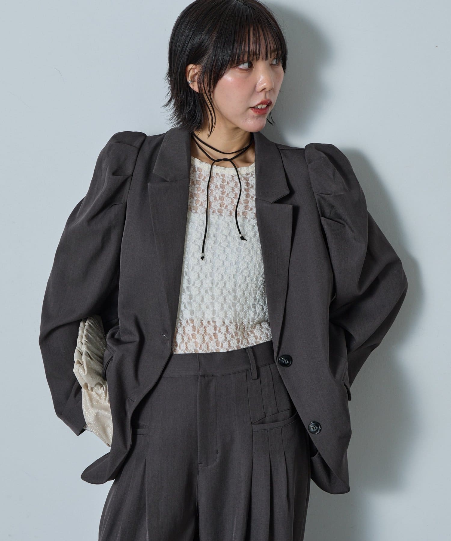 -goocy-(グーシー) 【オケージョン】パフスリーブテーラードジャケット