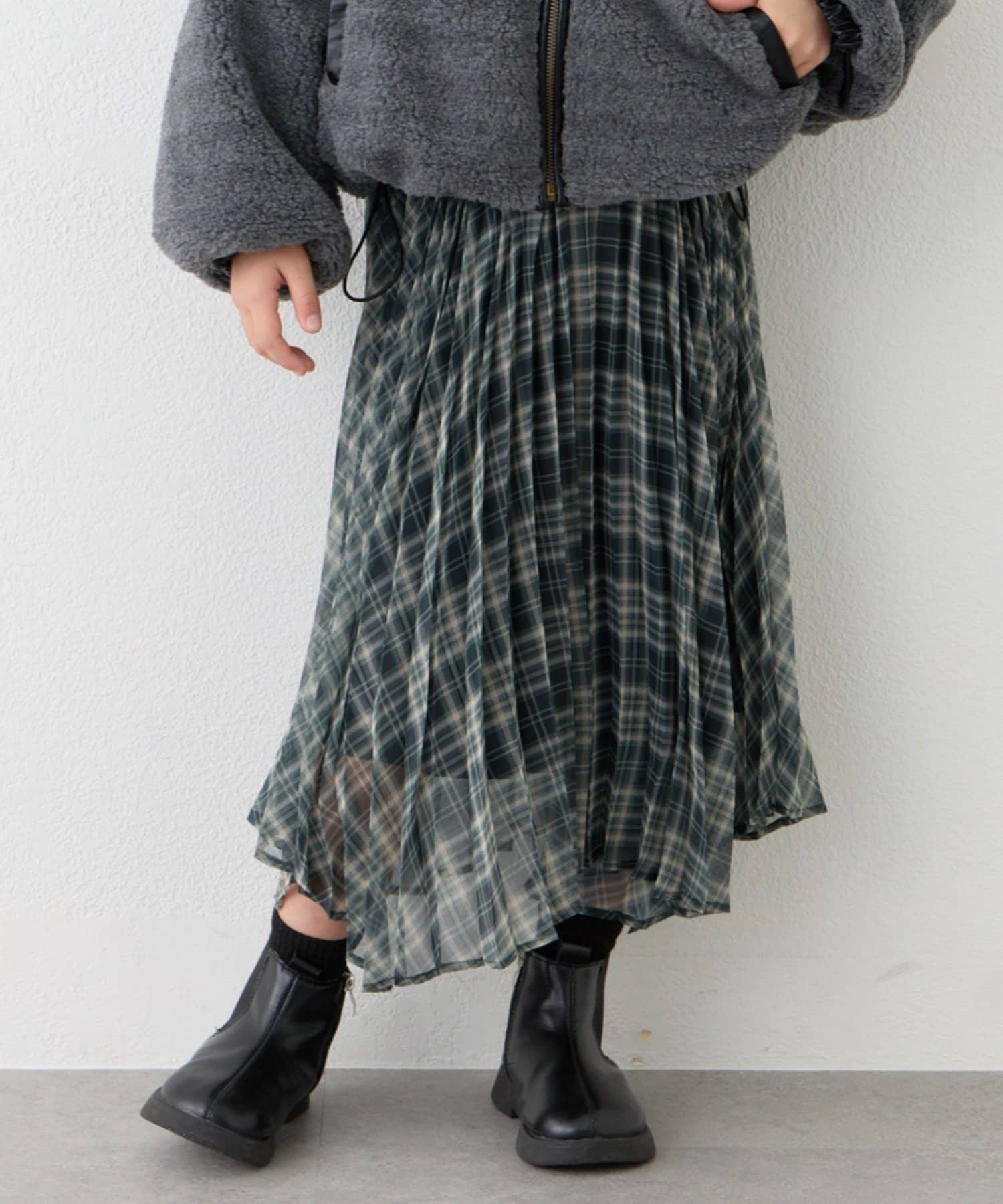 CIAOPANIC TYPY(チャオパニックティピー) 【KIDS】《ジュニアサイズあり》2WAYプリーツチェックヘムスカート(OSORO)