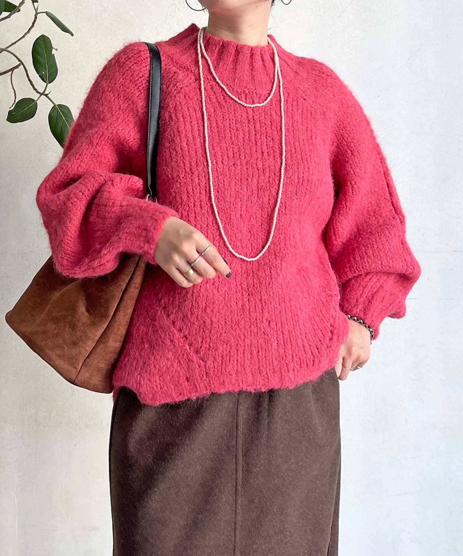 Croisiere(クロジエール) 圧縮起毛ワイドネックニット