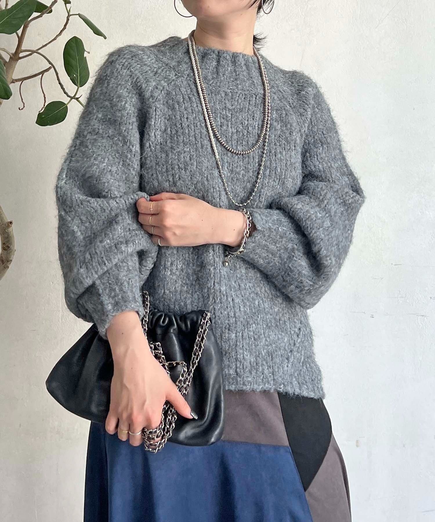 Croisiere(クロジエール) 圧縮起毛ワイドネックニット