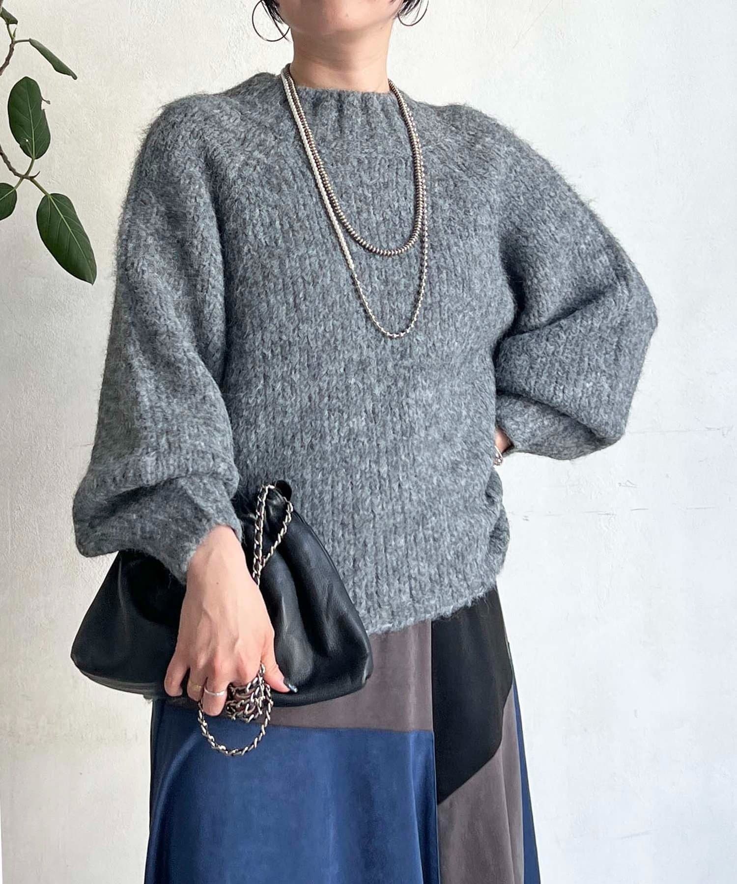 Croisiere(クロジエール) 圧縮起毛ワイドネックニット