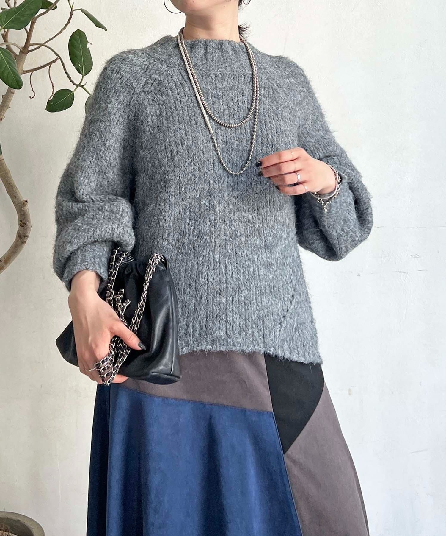 Croisiere(クロジエール) 圧縮起毛ワイドネックニット