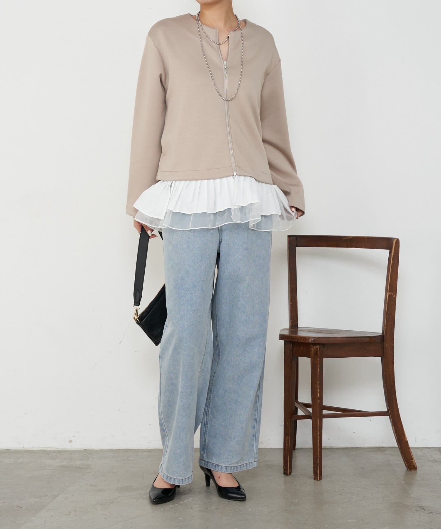 Jena　espace merveilleux(ジェナ　エスパスメルヴェイユ) プリーツ付ダンボールジャケット