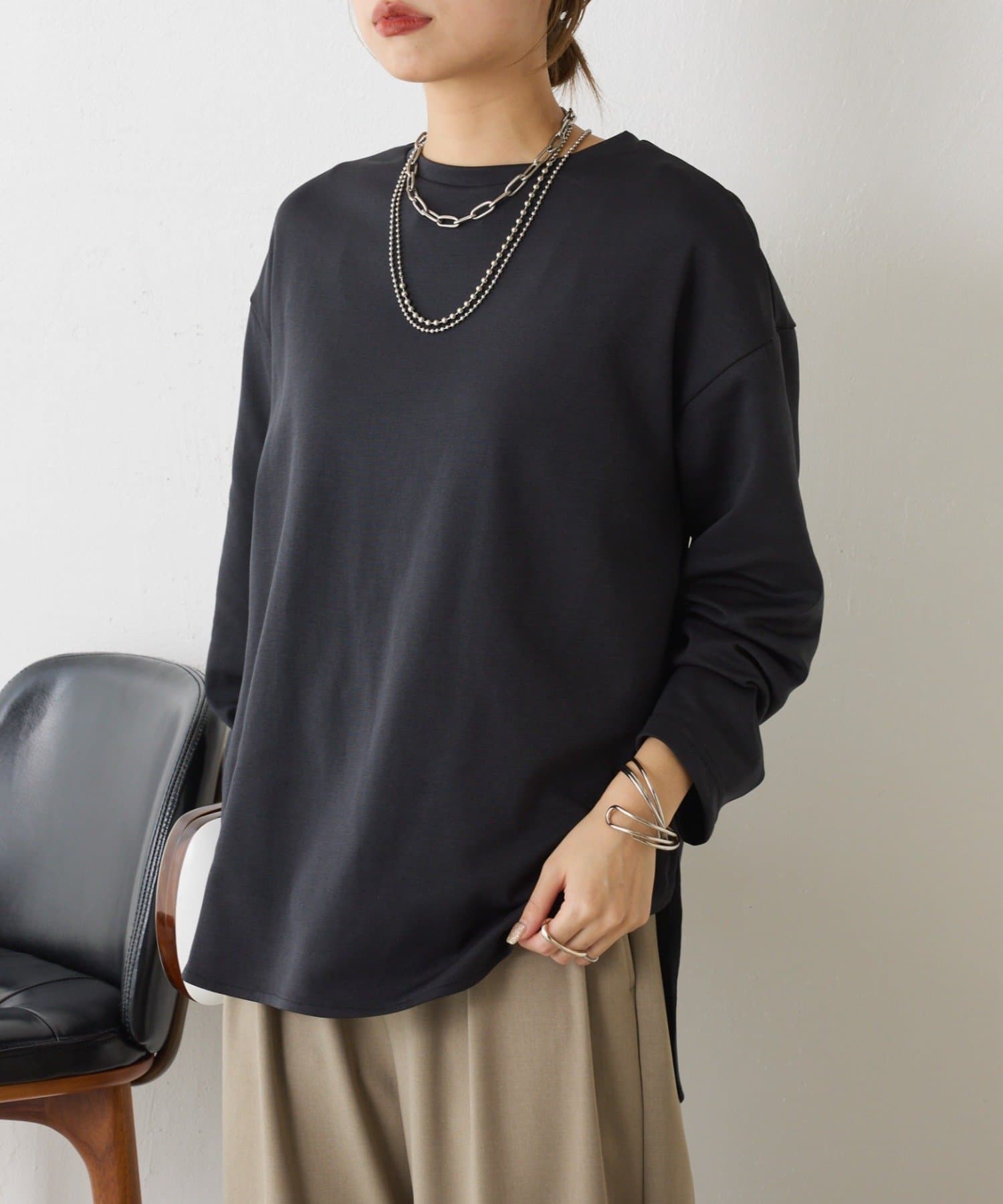 Jena　espace merveilleux(ジェナ　エスパスメルヴェイユ) 裾ラウンドストレッチカットソー