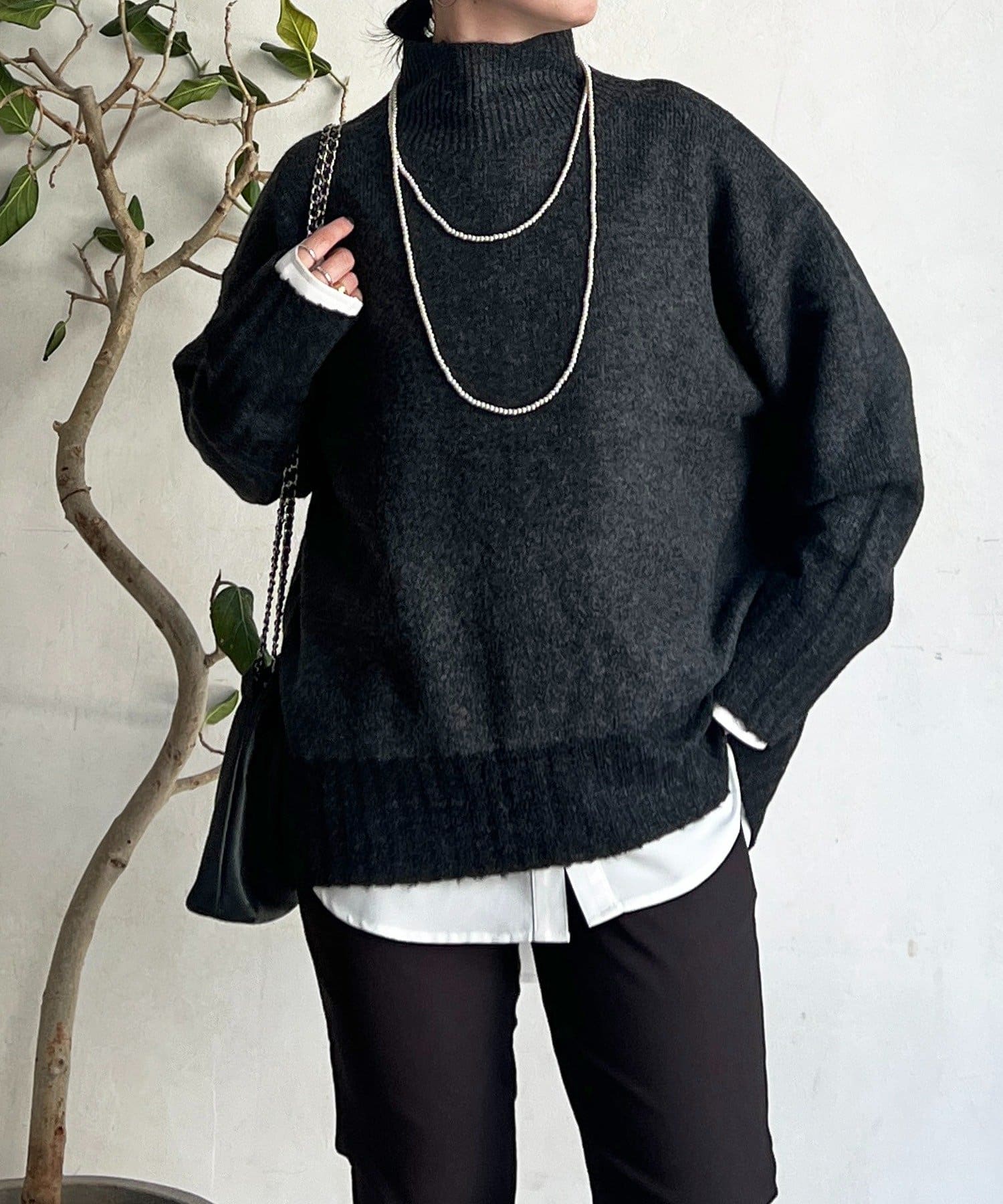 Croisiere(クロジエール) 配色ストレッチニットプルオーバー