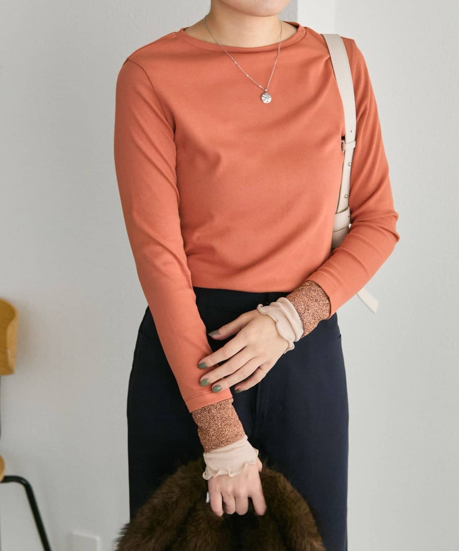 ear PAPILLONNER(イア パピヨネ) リブ袖メロウカットソー【SUM1 STYLE(スミスタイル)】