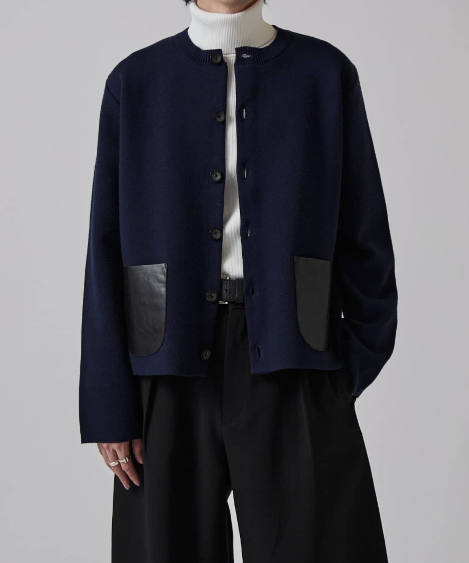 Lui's(ルイス) ウールプレーティングニットカーデ