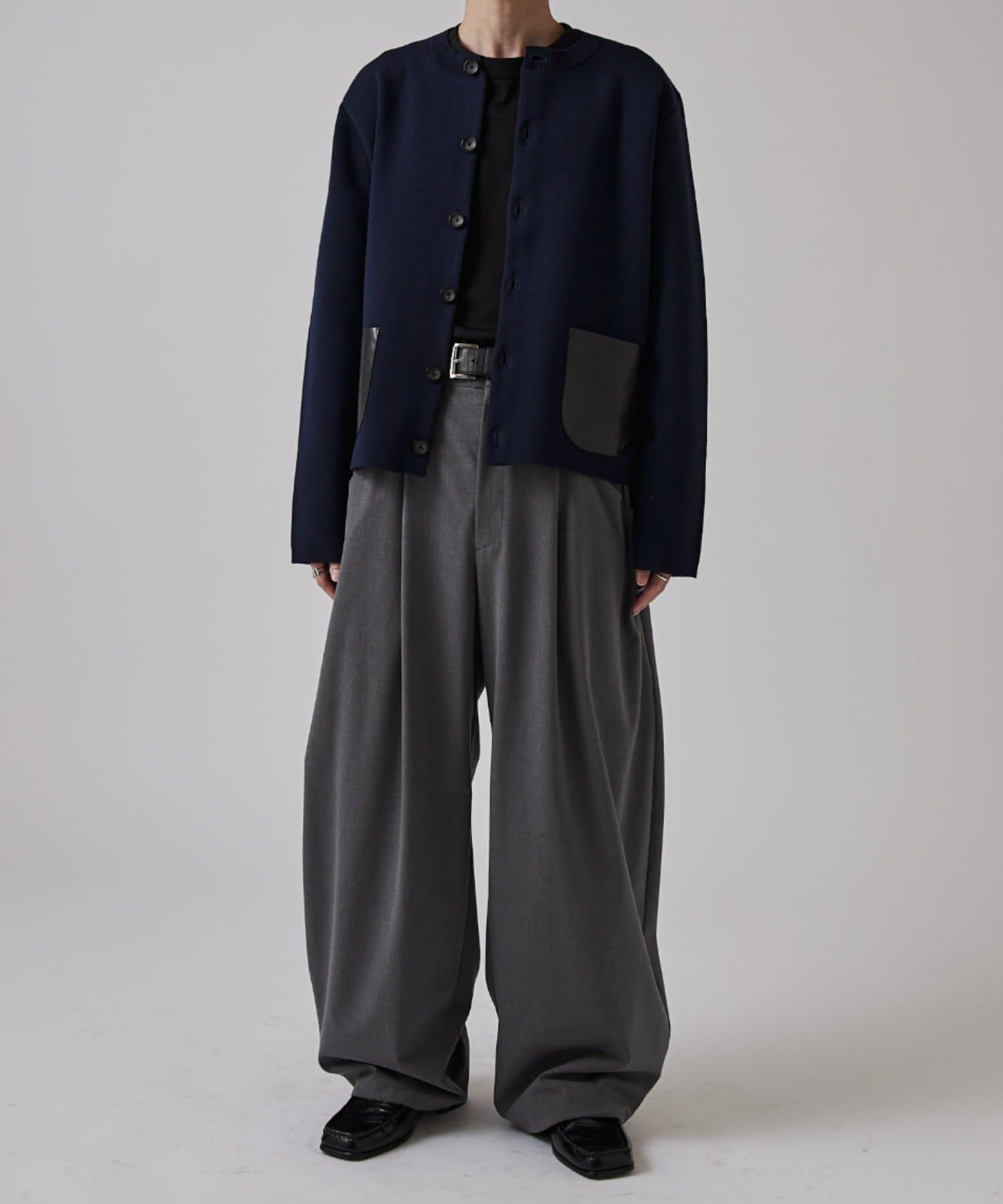 Lui's(ルイス) ウールプレーティングニットカーデ