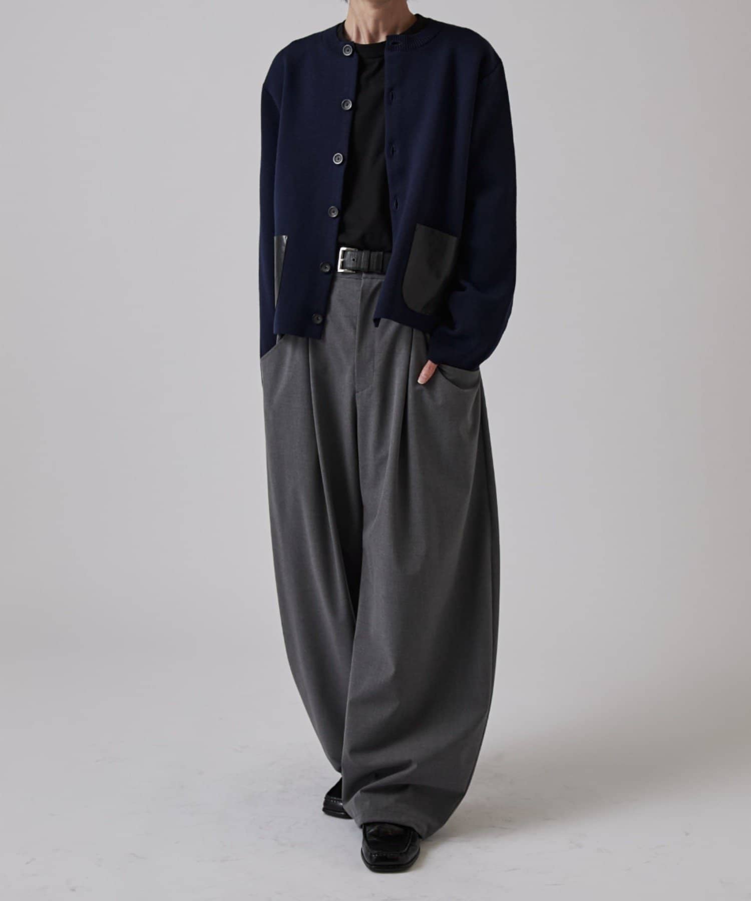 Lui's(ルイス) ウールプレーティングニットカーデ