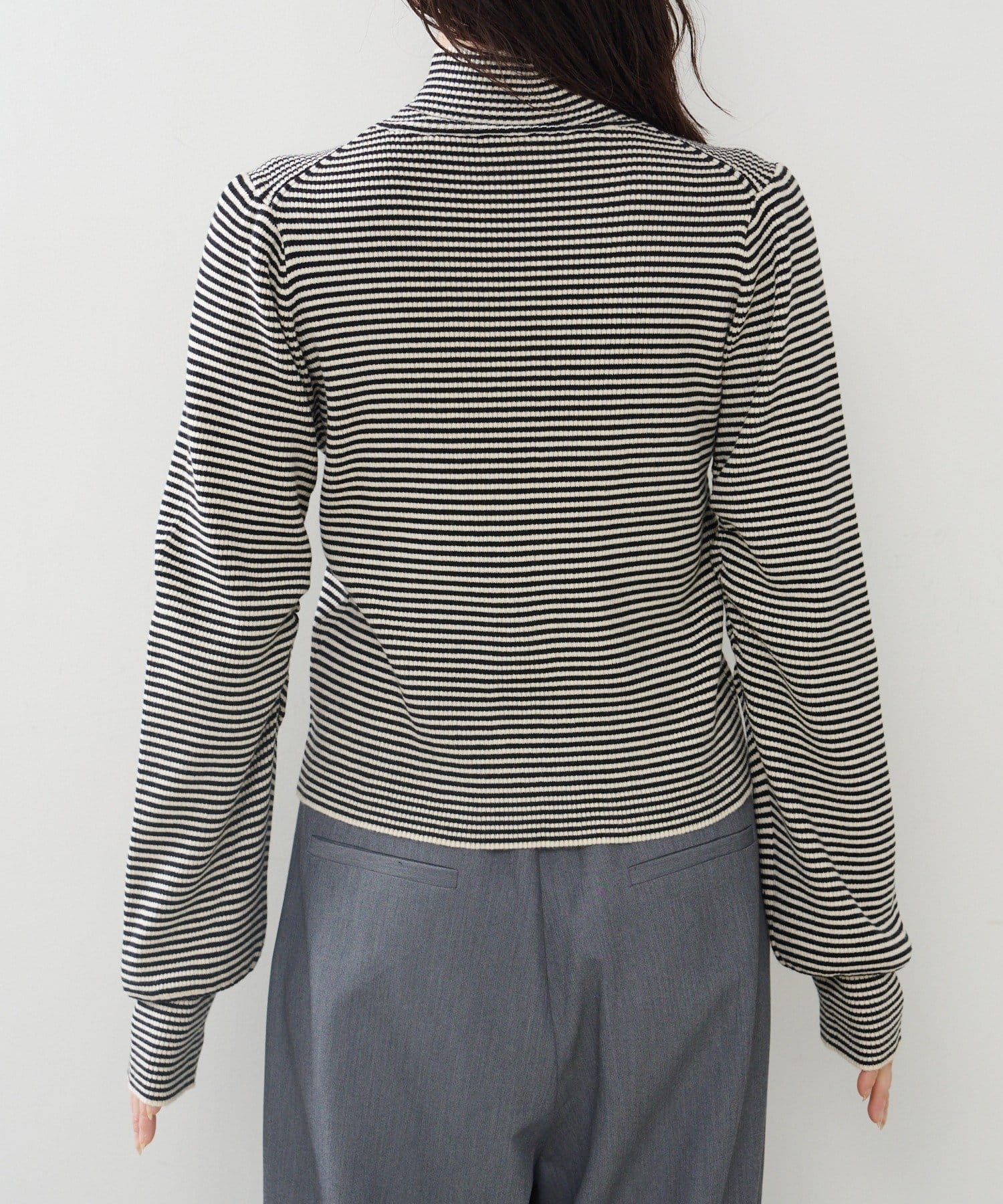 Kastane(カスタネ) 【無地&ボーダー】ハイネックリブニット