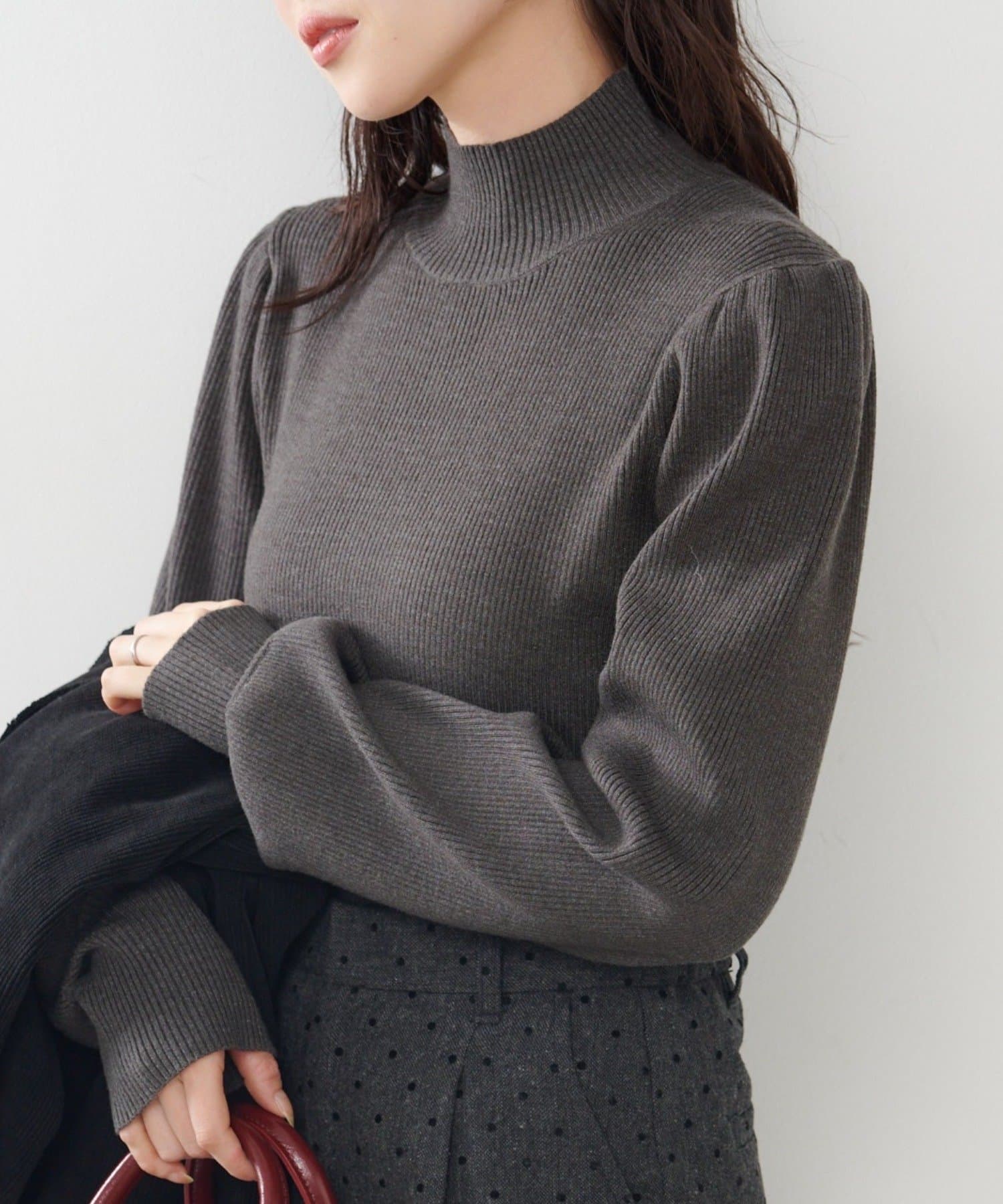 Kastane(カスタネ) 【無地&ボーダー】ハイネックリブニット