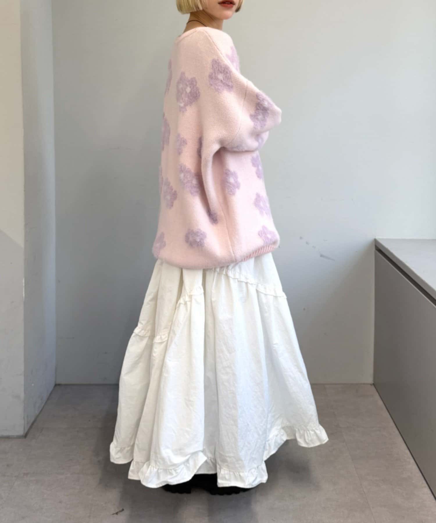 w closet(ダブルクローゼット) フラワーシャギーニット