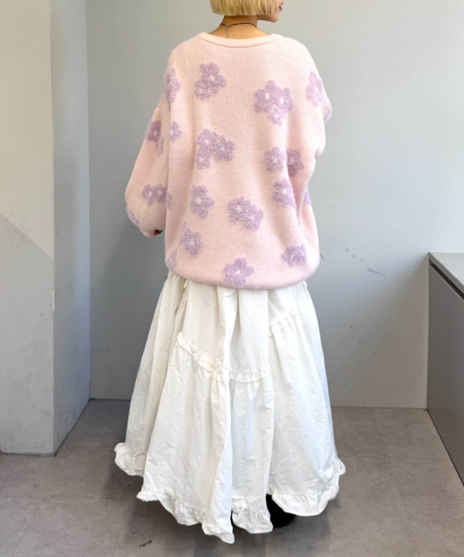 w closet(ダブルクローゼット) フラワーシャギーニット