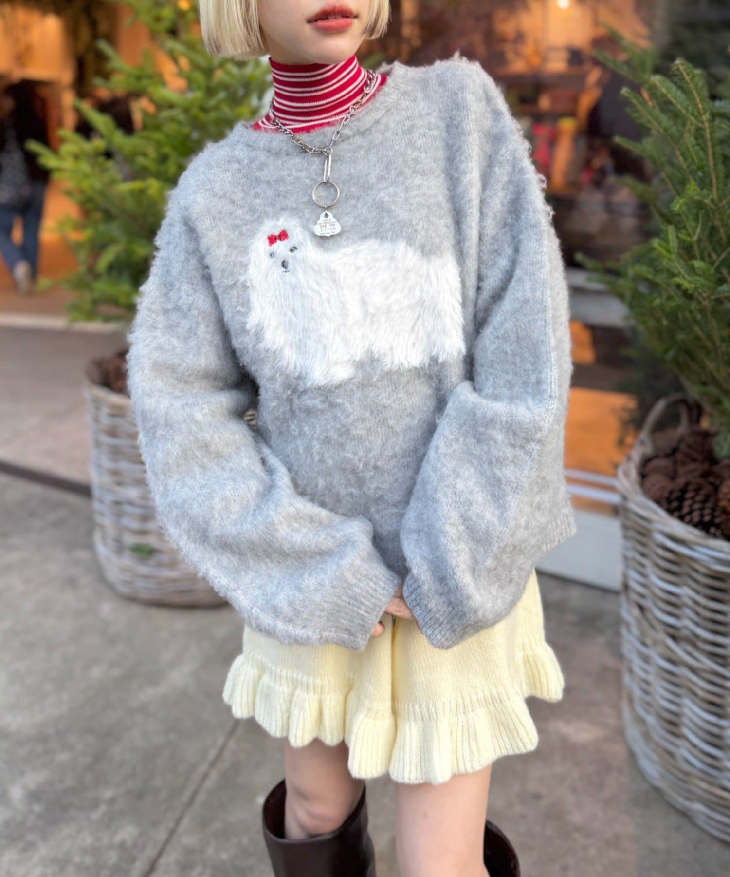 w closet(ダブルクローゼット) シャギーDOGニット