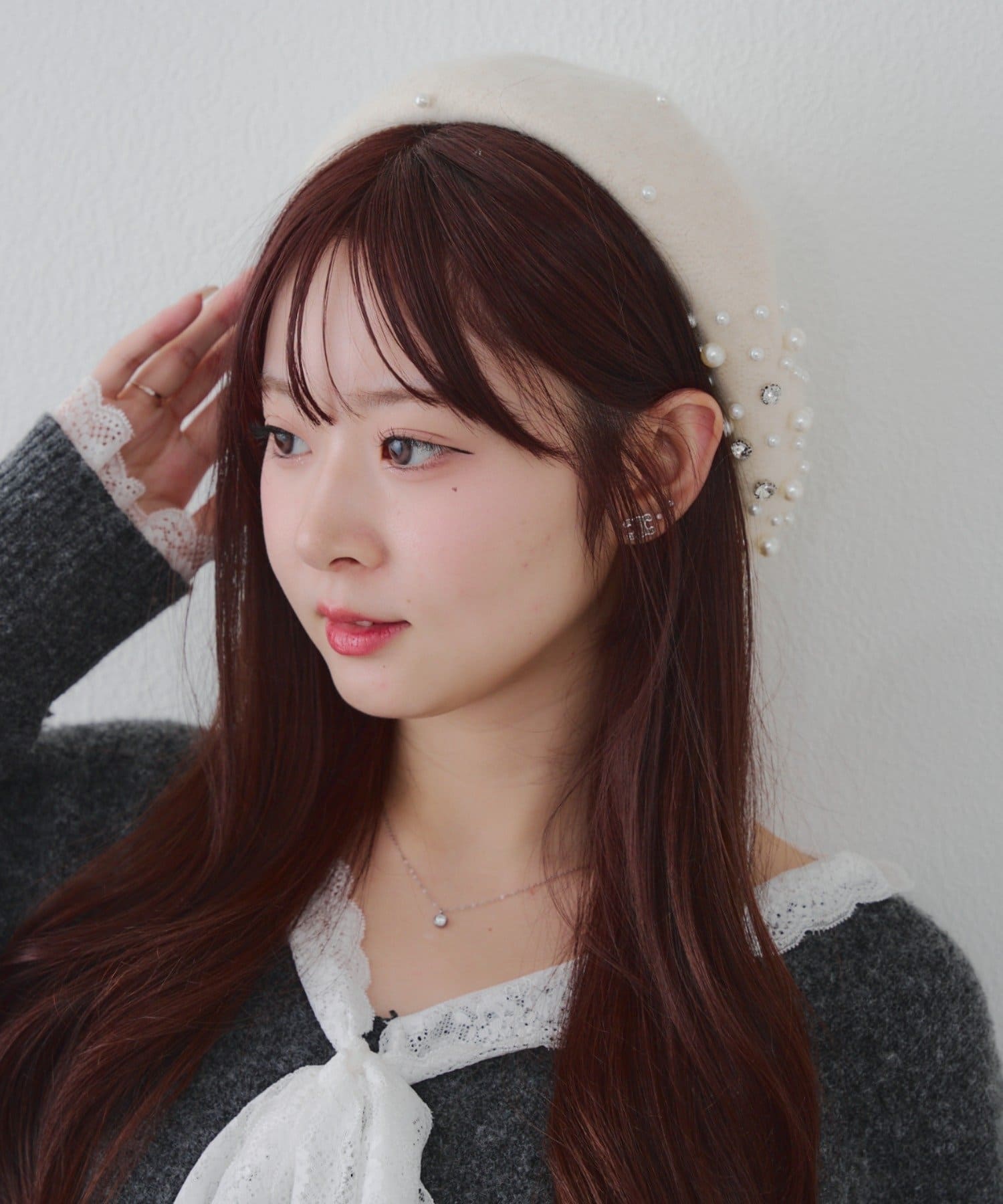 Remind me and forever(リマインドミーアンドフォーエバー) パール＆ビジュー付ベレー帽