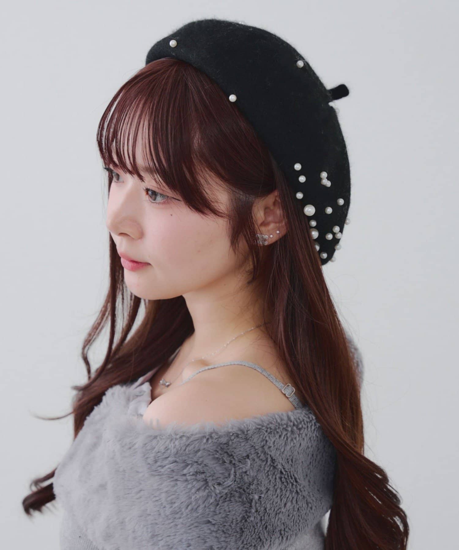 Remind me and forever(リマインドミーアンドフォーエバー) パール＆ビジュー付ベレー帽