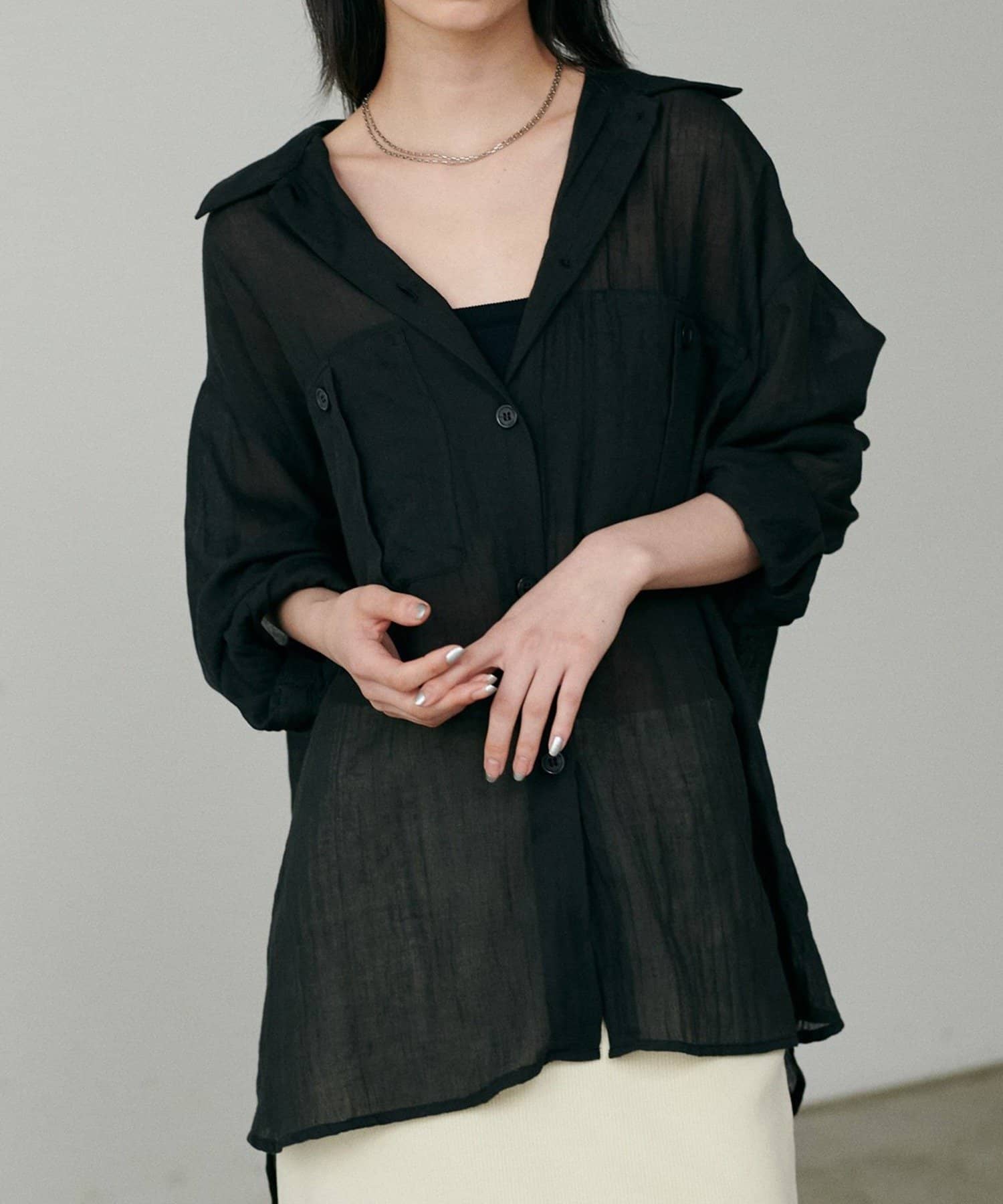 NICE CLAUP / OLIVE des OLIVE OUTLET(ナイスクラップ  / オリーブ デ オリーブ アウトレット) 【LARUTA】シアーサファリポケット付きシャツ