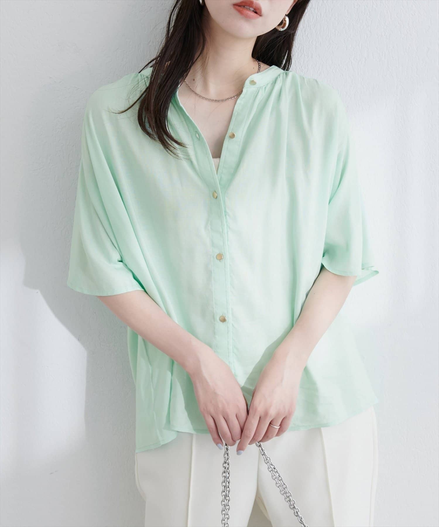 NICE CLAUP / OLIVE des OLIVE OUTLET(ナイスクラップ  / オリーブ デ オリーブ アウトレット) 【natural couture】麻混フレア袖ブラウス