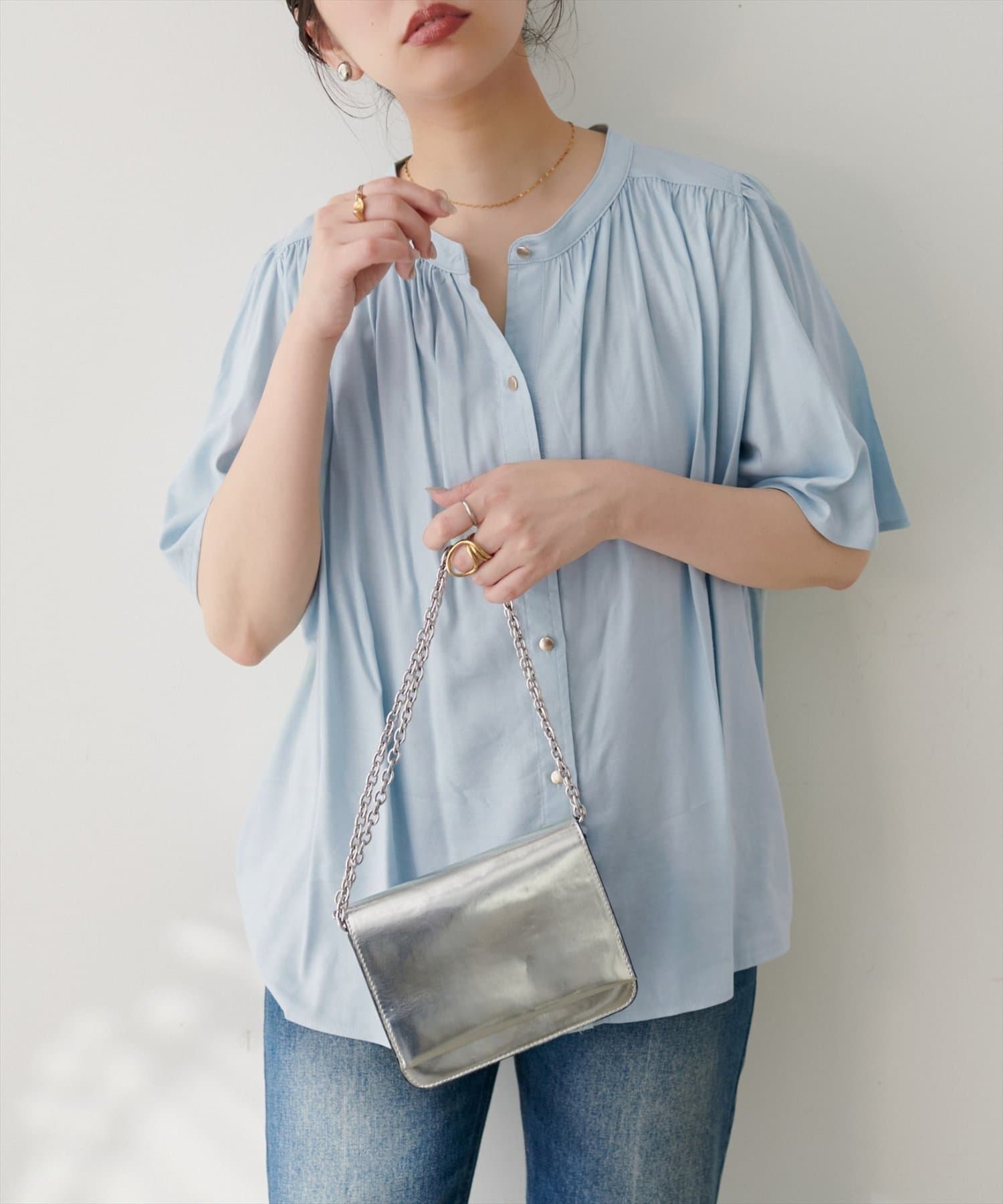 NICE CLAUP / OLIVE des OLIVE OUTLET(ナイスクラップ  / オリーブ デ オリーブ アウトレット) 【natural couture】麻混フレア袖ブラウス