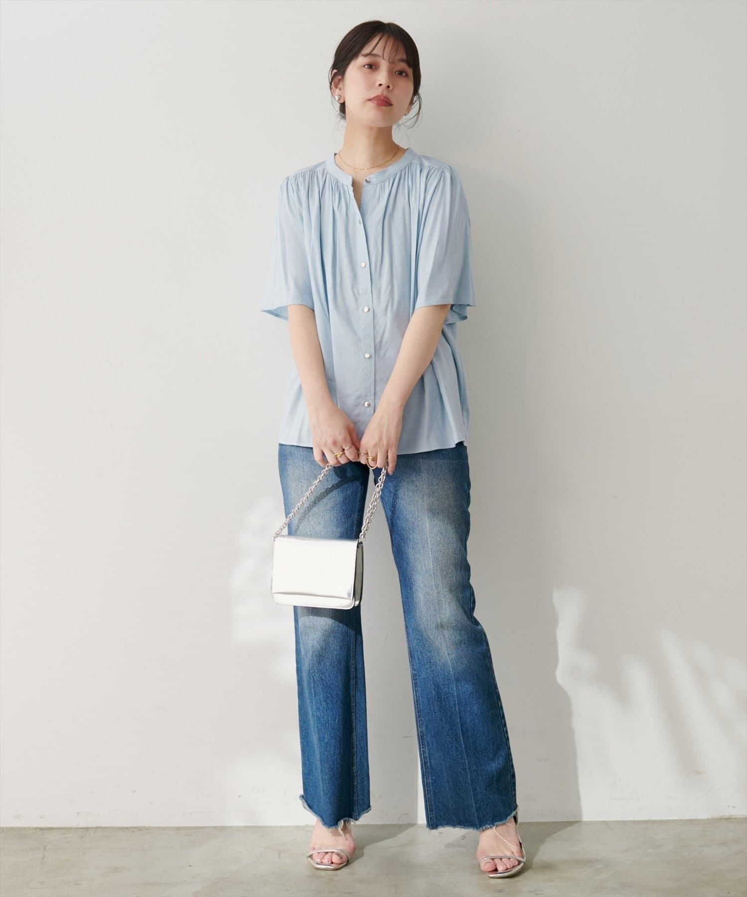 NICE CLAUP / OLIVE des OLIVE OUTLET(ナイスクラップ  / オリーブ デ オリーブ アウトレット) 【natural couture】麻混フレア袖ブラウス