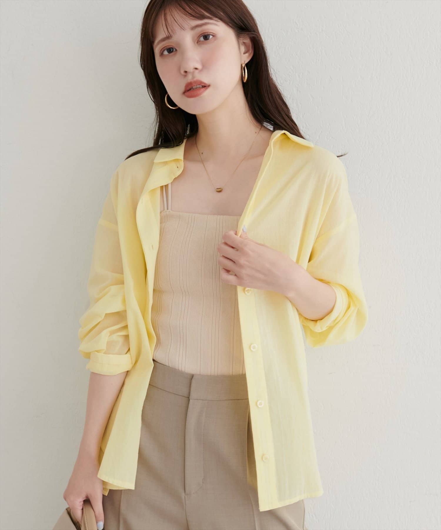 NICE CLAUP / OLIVE des OLIVE OUTLET(ナイスクラップ  / オリーブ デ オリーブ アウトレット) 【natural couture】綿麻シアー長袖シャツ