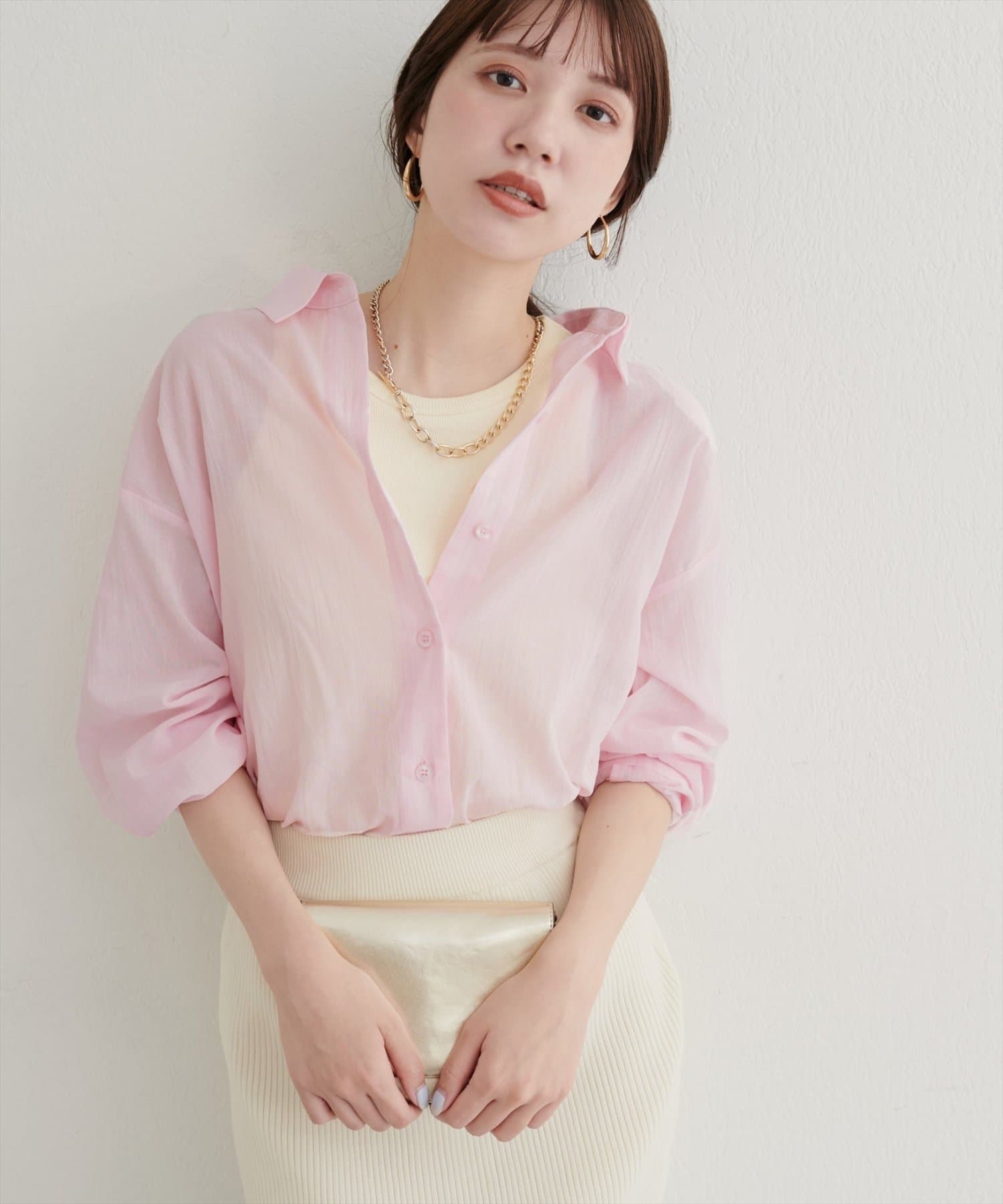 NICE CLAUP / OLIVE des OLIVE OUTLET(ナイスクラップ  / オリーブ デ オリーブ アウトレット) 【natural couture】綿麻シアー長袖シャツ