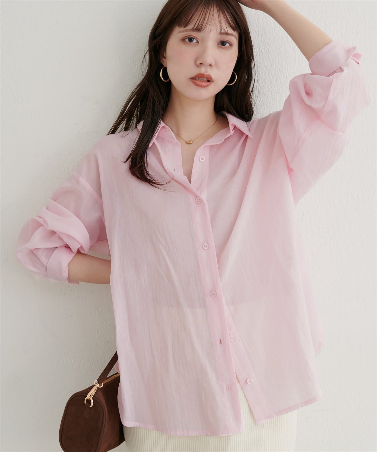 NICE CLAUP / OLIVE des OLIVE OUTLET(ナイスクラップ  / オリーブ デ オリーブ アウトレット) 【natural couture】綿麻シアー長袖シャツ