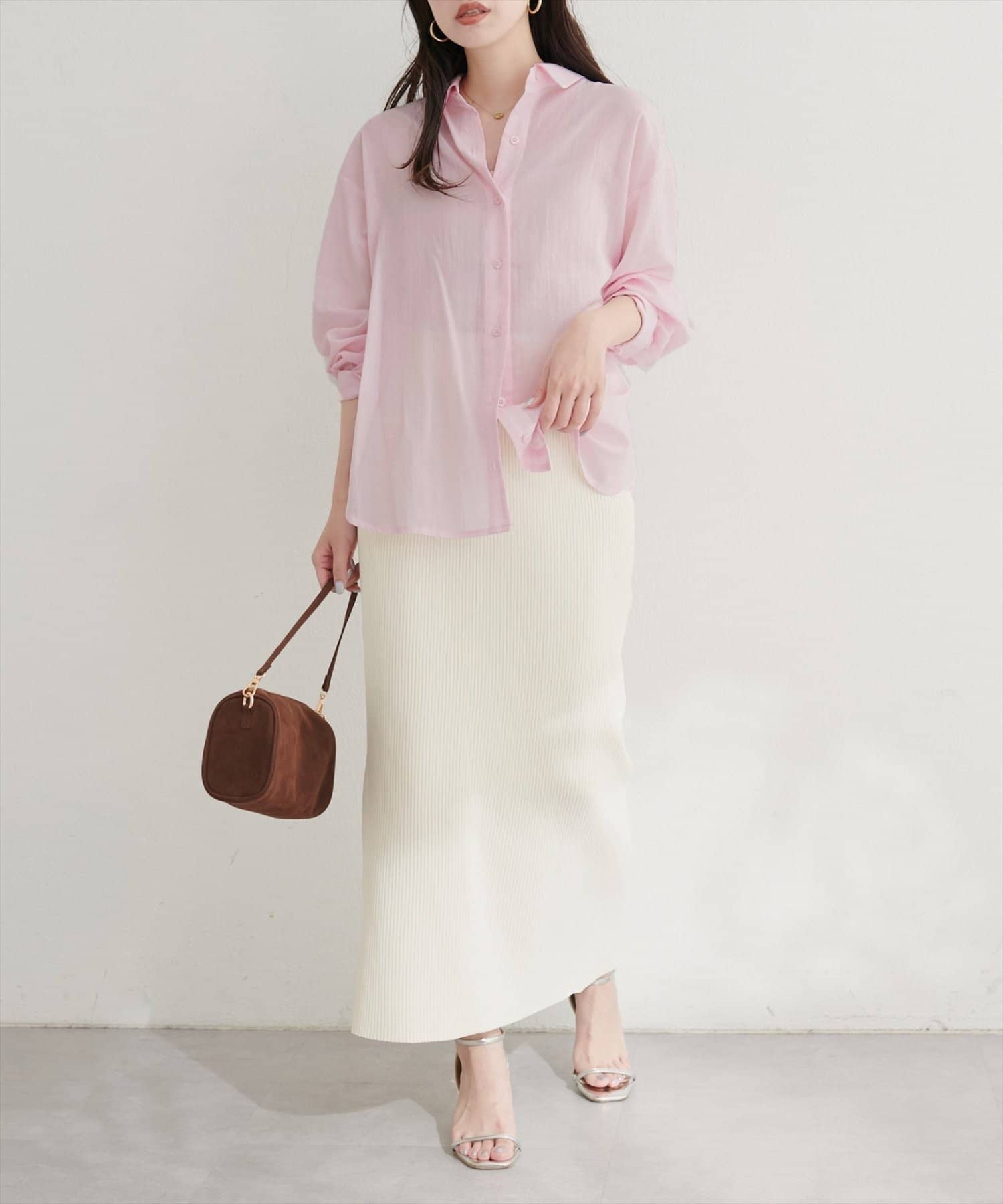 NICE CLAUP / OLIVE des OLIVE OUTLET(ナイスクラップ  / オリーブ デ オリーブ アウトレット) 【natural couture】綿麻シアー長袖シャツ