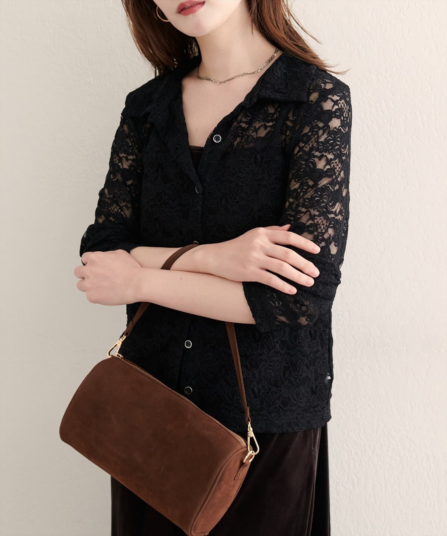 NICE CLAUP / OLIVE des OLIVE OUTLET(ナイスクラップ  / オリーブ デ オリーブ アウトレット) 【natural couture】衿付きレースカーデ