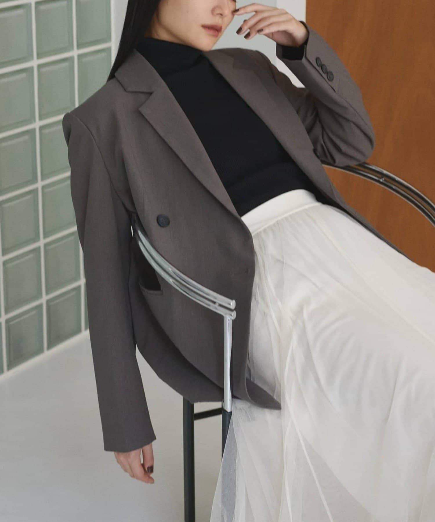 NICE CLAUP / OLIVE des OLIVE OUTLET(ナイスクラップ  / オリーブ デ オリーブ アウトレット) 【natural couture】ベルト付きロングテーラージャケット