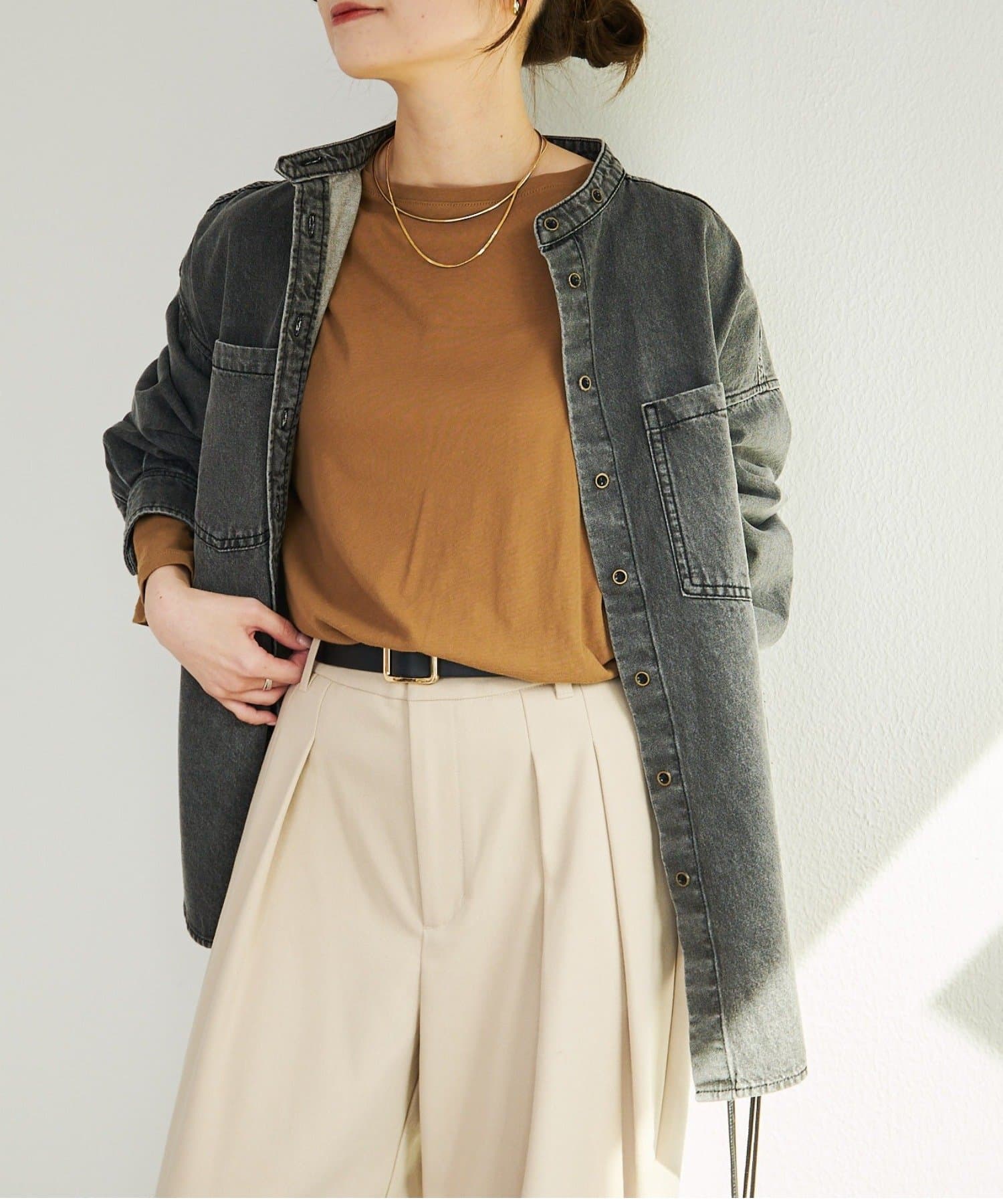 PUAL CE CIN(ピュアルセシン) デニムバンドカラーシャツ