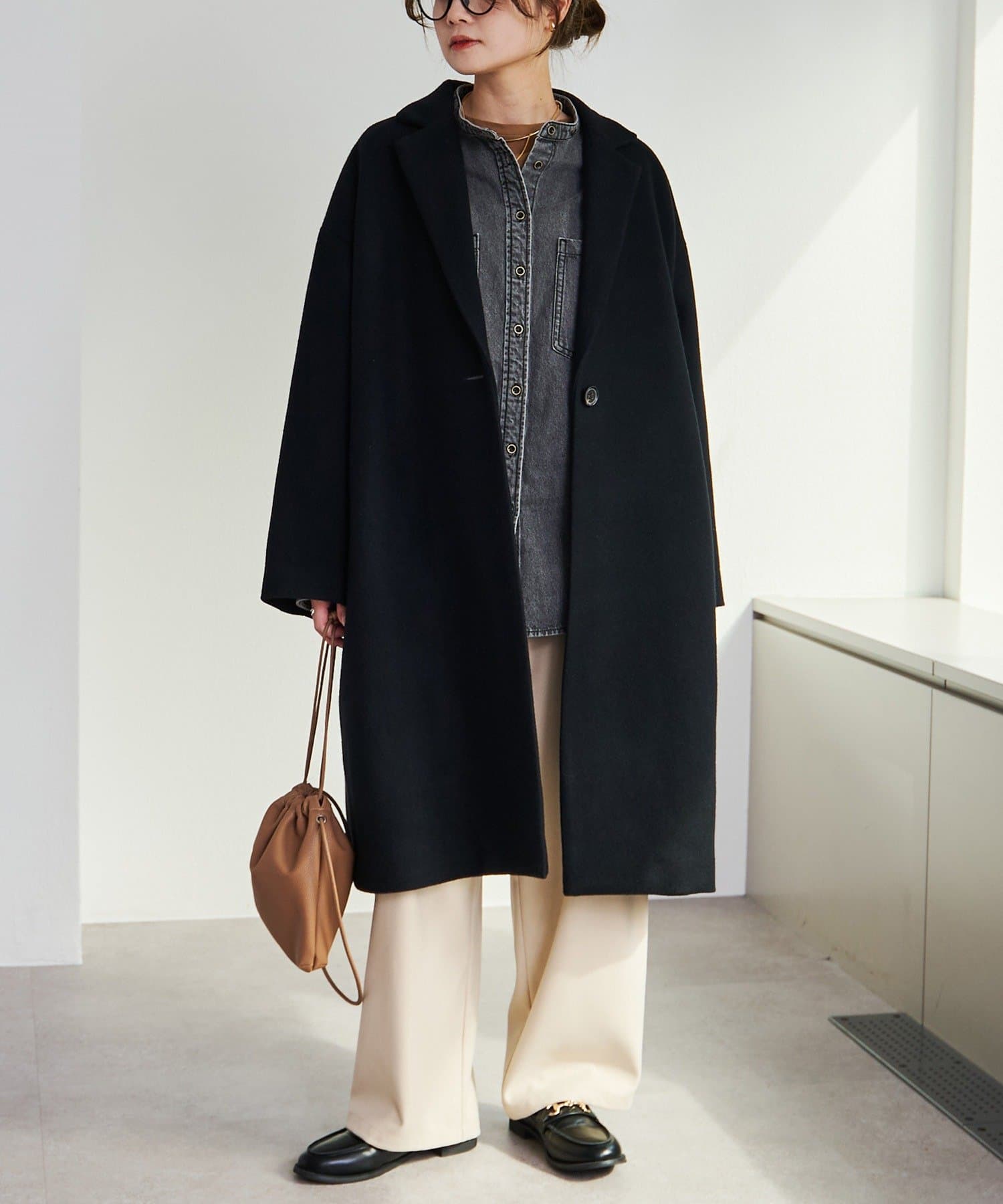 PUAL CE CIN(ピュアルセシン) デニムバンドカラーシャツ