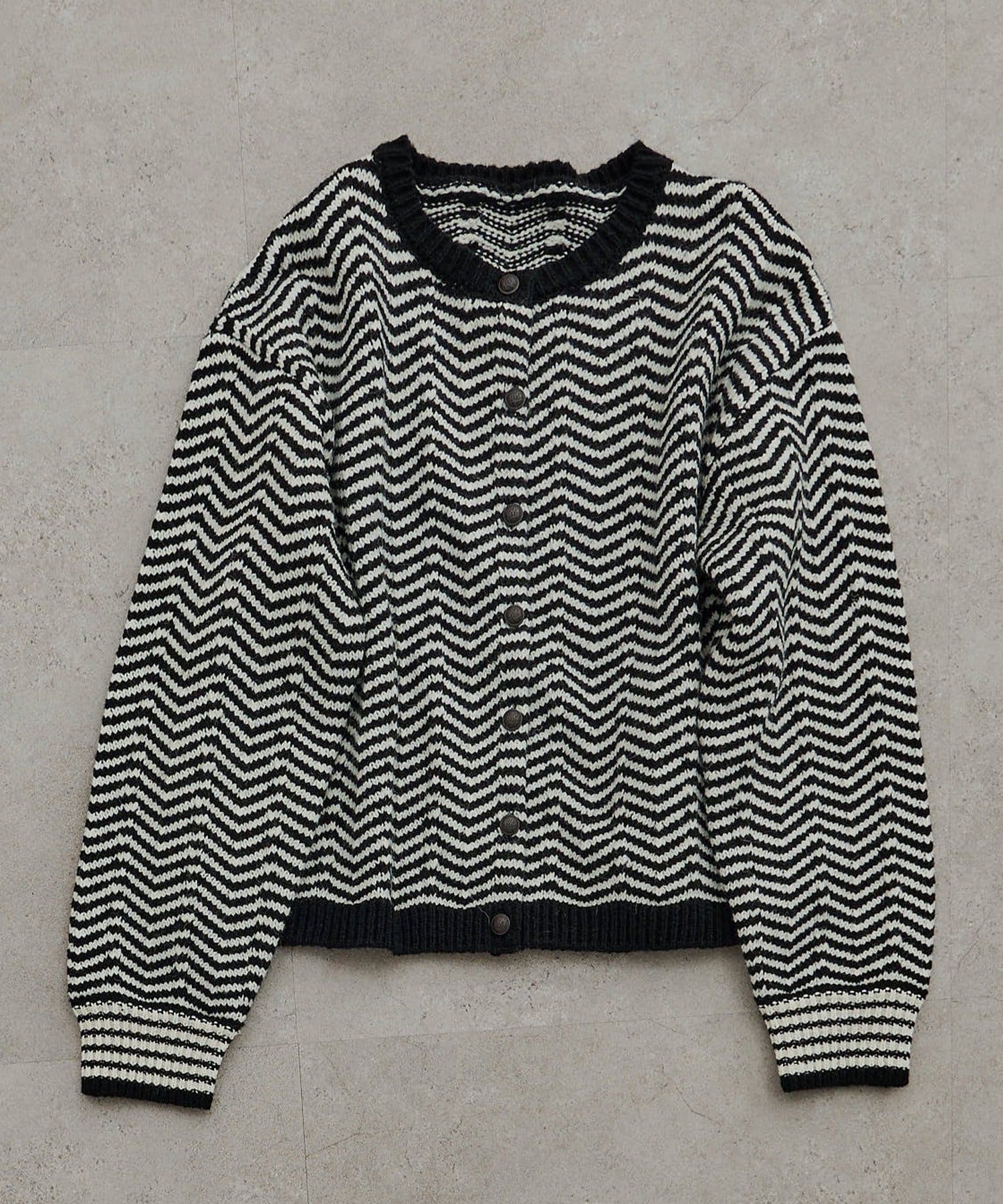 PUAL CE CIN(ピュアルセシン) ヘリンボーン編みニットカーディガン