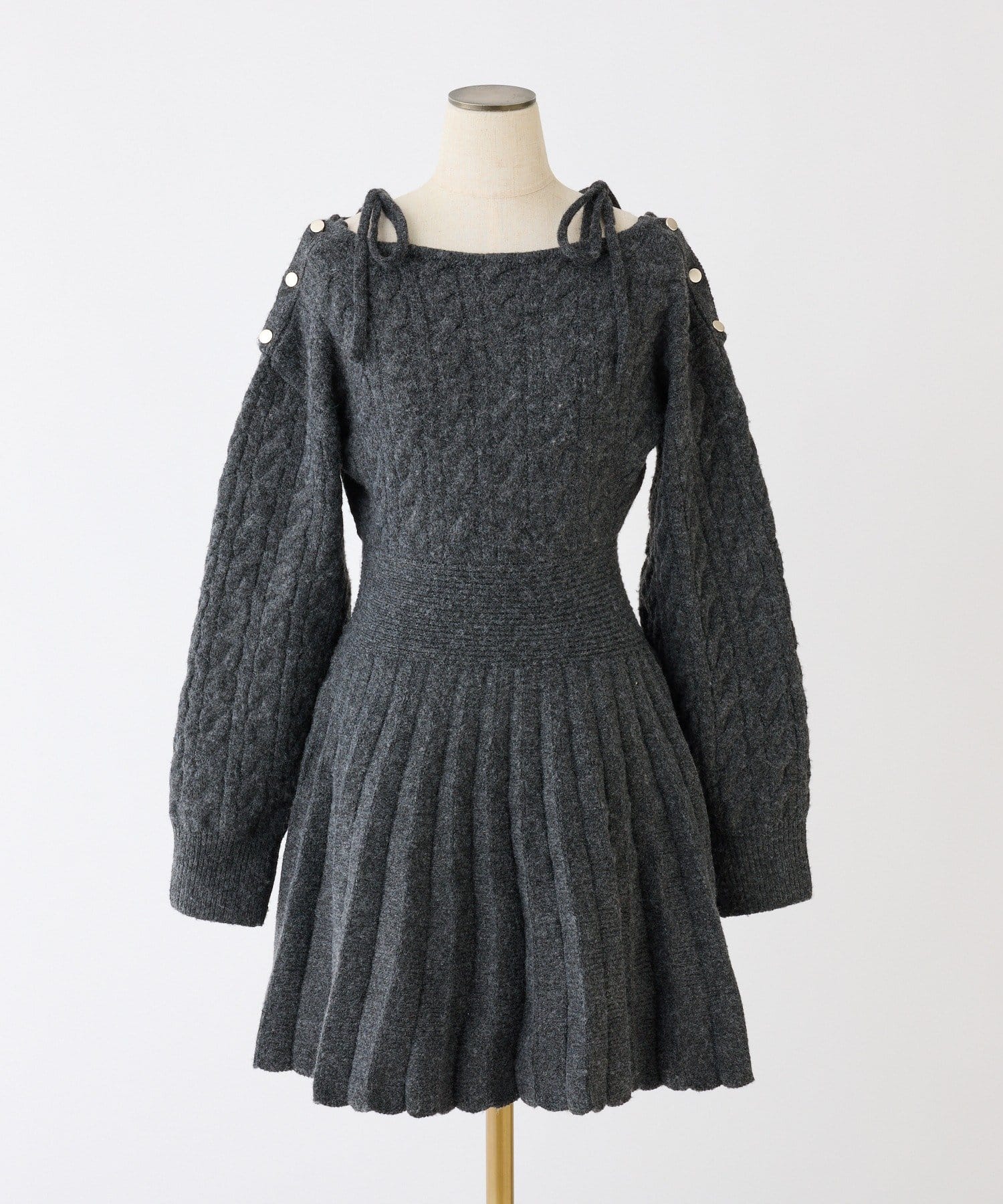 one after another NICE CLAUP(ワンアフターアナザー ナイスクラップ) 【HolidayCollection】ケーブルニットミニワンピ