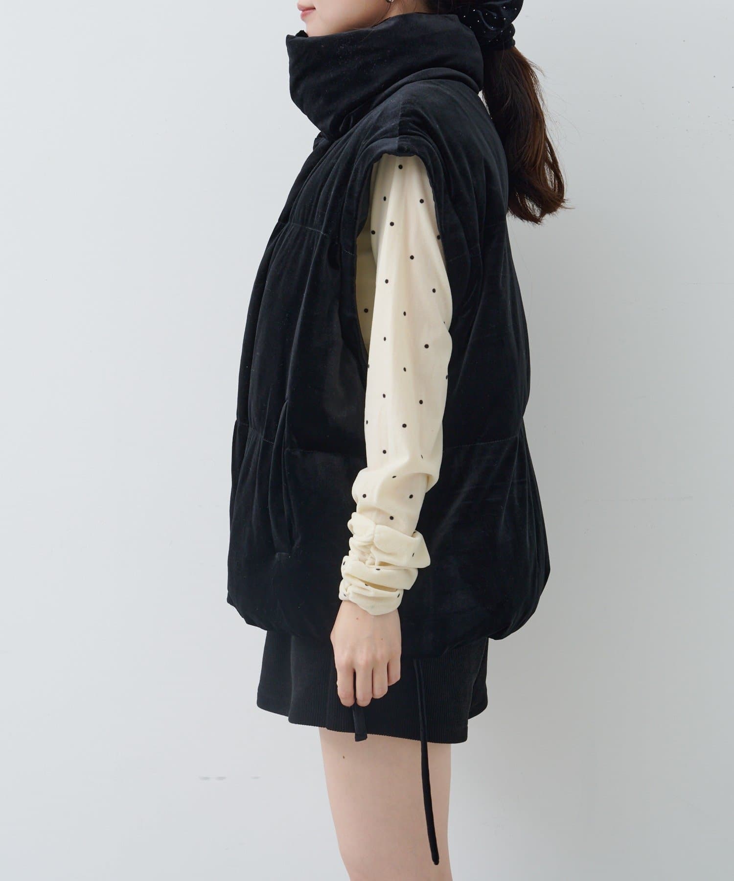 Kastane(カスタネ) 【袖取り外し可】ベロアパディングブルゾン