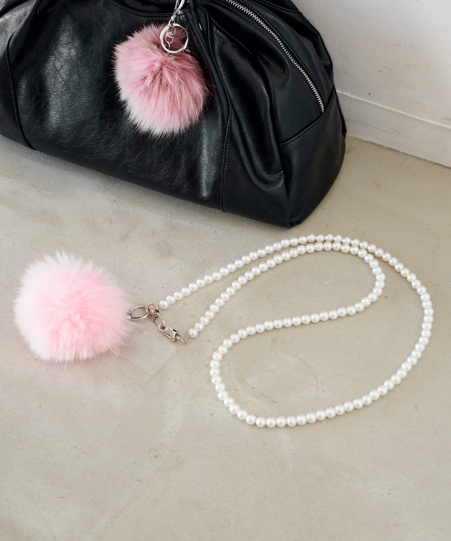 Kastane(カスタネ) ファーチャーム&パールショルダーSET