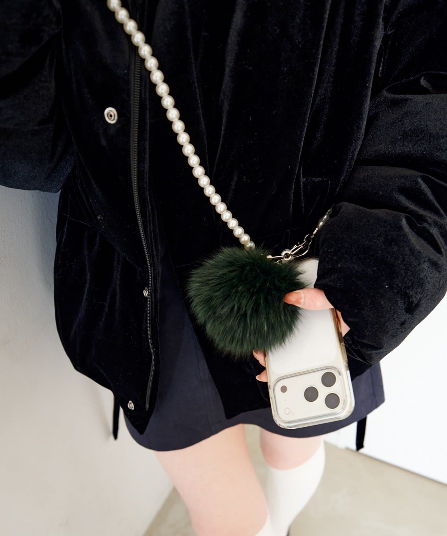 Kastane(カスタネ) ファーチャーム&パールショルダーSET