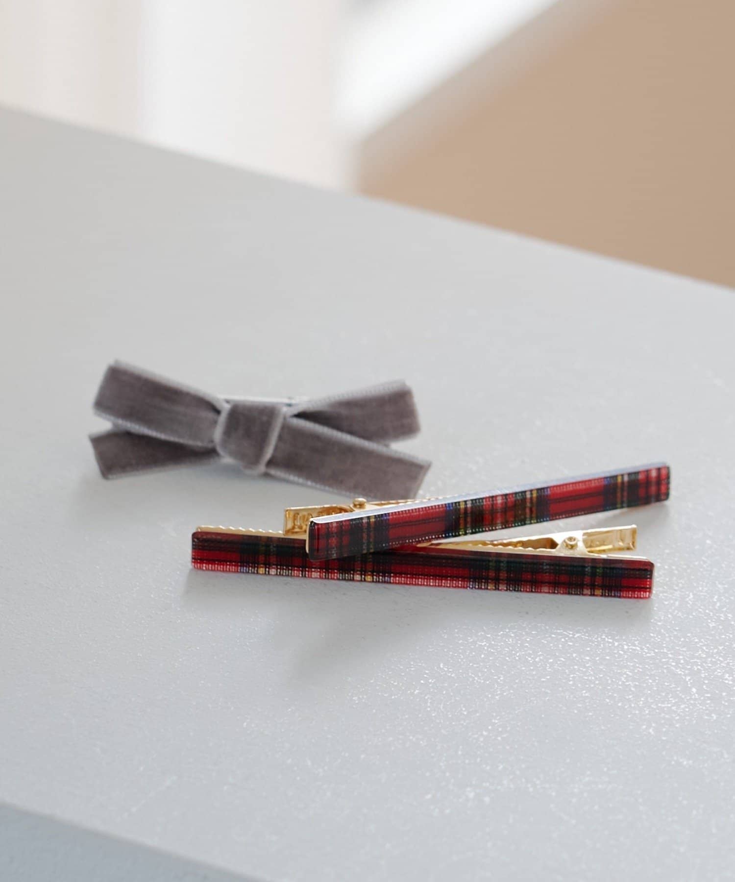 Kastane(カスタネ) 【fiw.】チェックヘアピン&ベロアピンSET