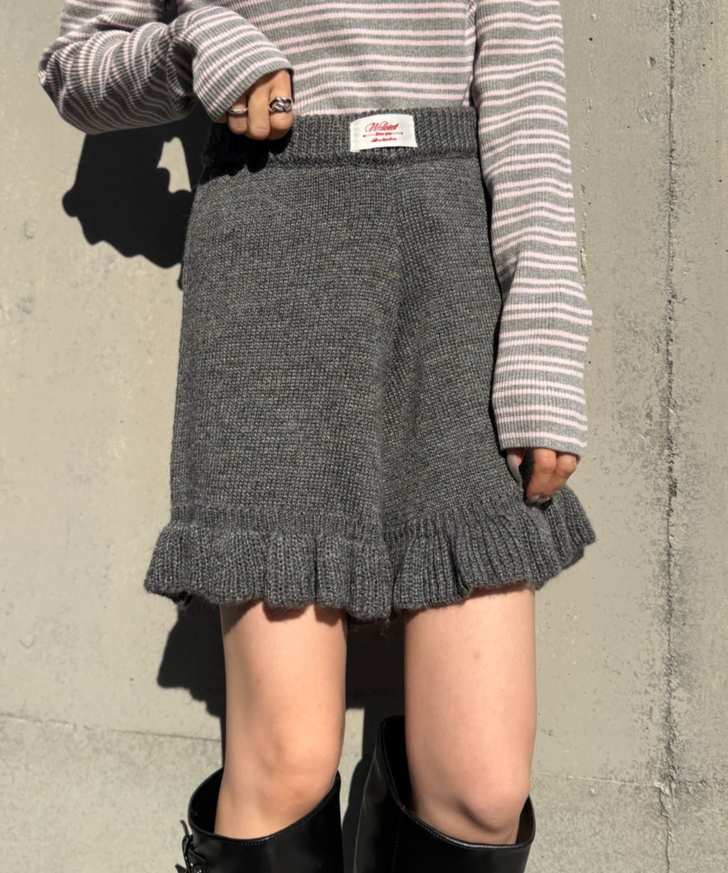 w closet(ダブルクローゼット) フリルニットショートパンツ