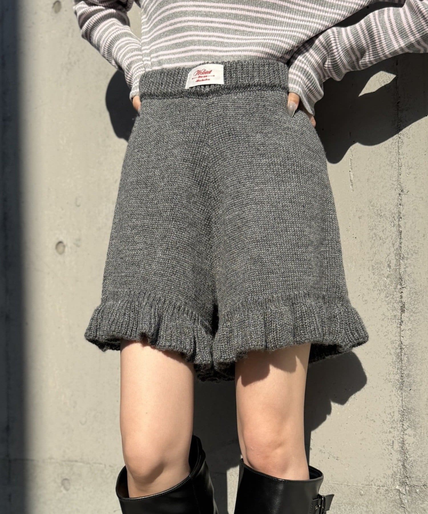 w closet(ダブルクローゼット) フリルニットショートパンツ
