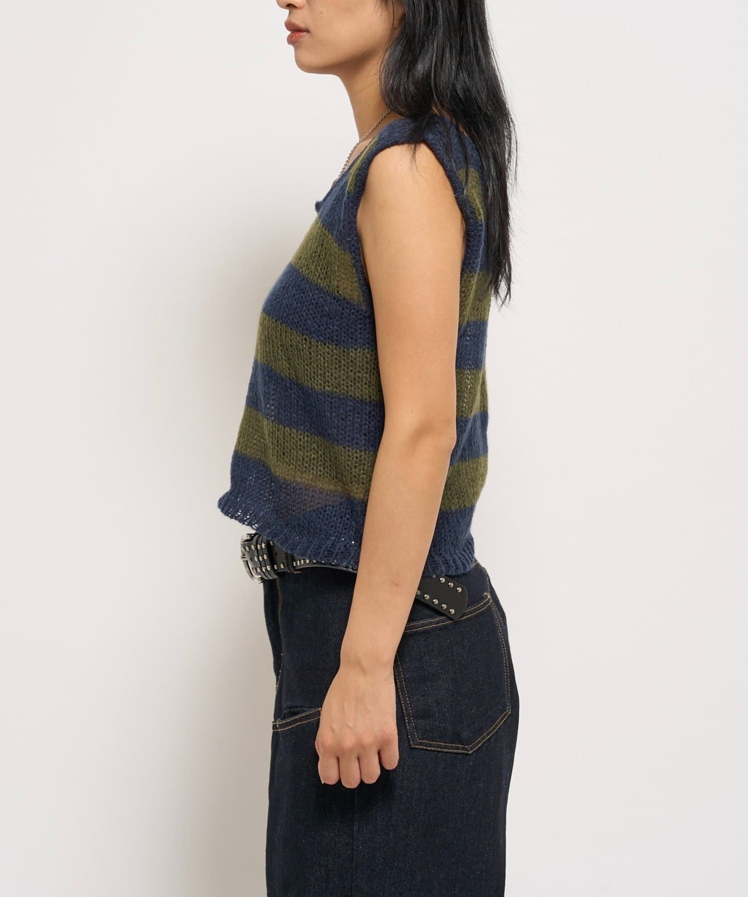 OUTLET(アウトレット) 【WHO'S WHO gallery】ワイドボーダーニットベスト