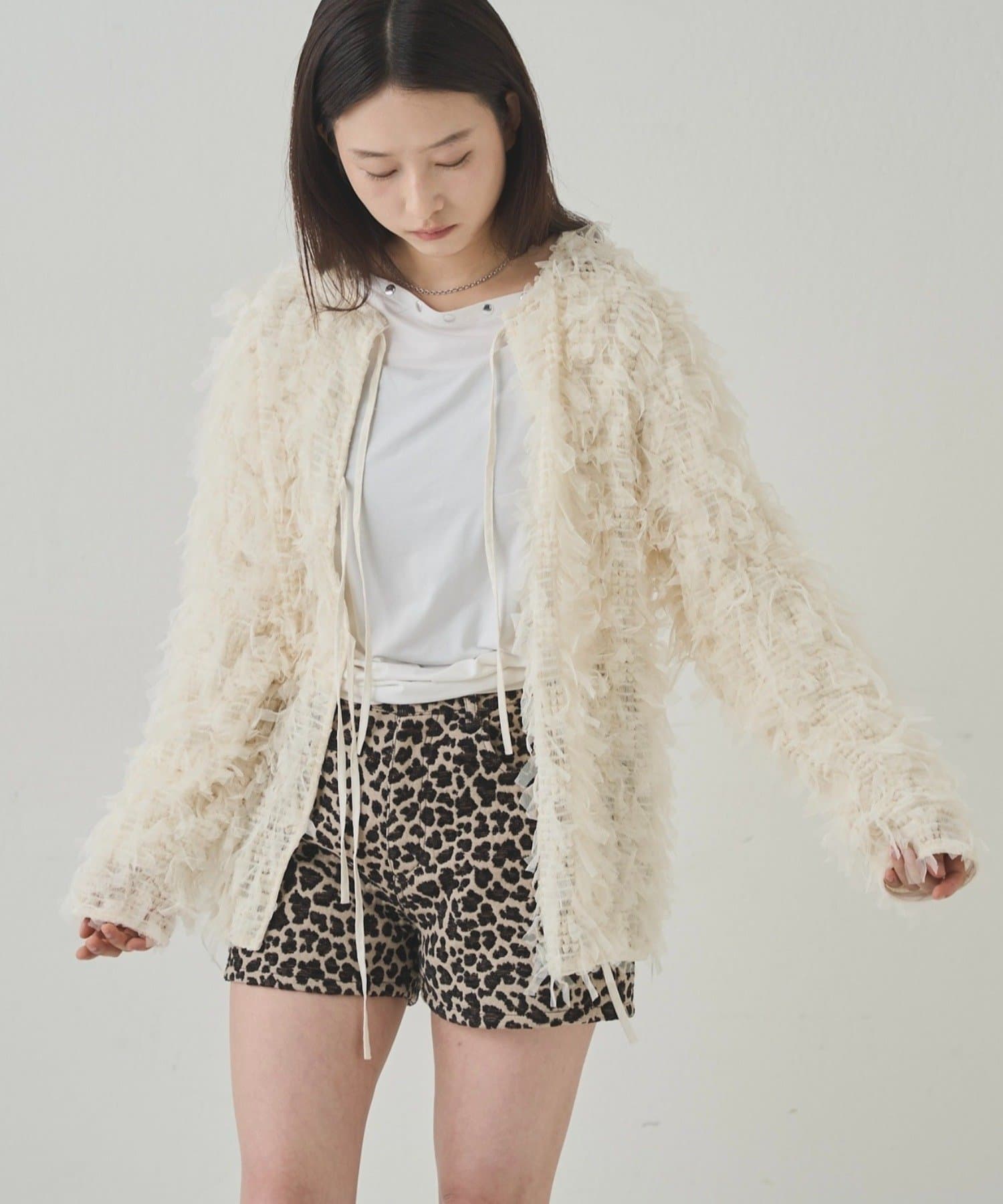 OUTLET(アウトレット) 【WHO'S WHO gallery】チュールフリンジカーデ