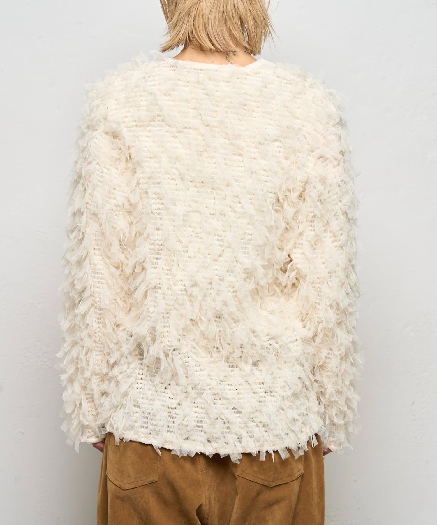 OUTLET(アウトレット) 【WHO'S WHO gallery】チュールフリンジカーデ