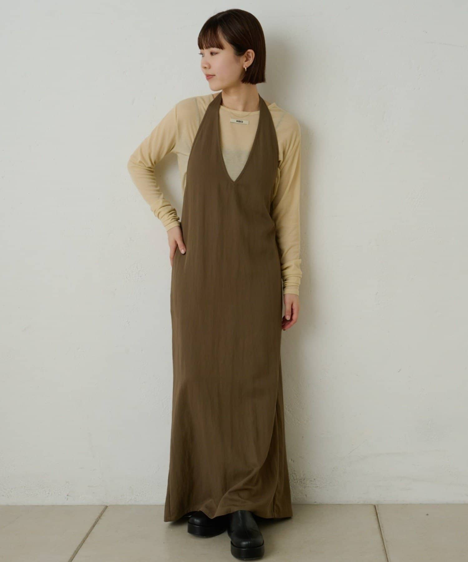 OUTLET(アウトレット) 【Omekashi】ホルターワンピース