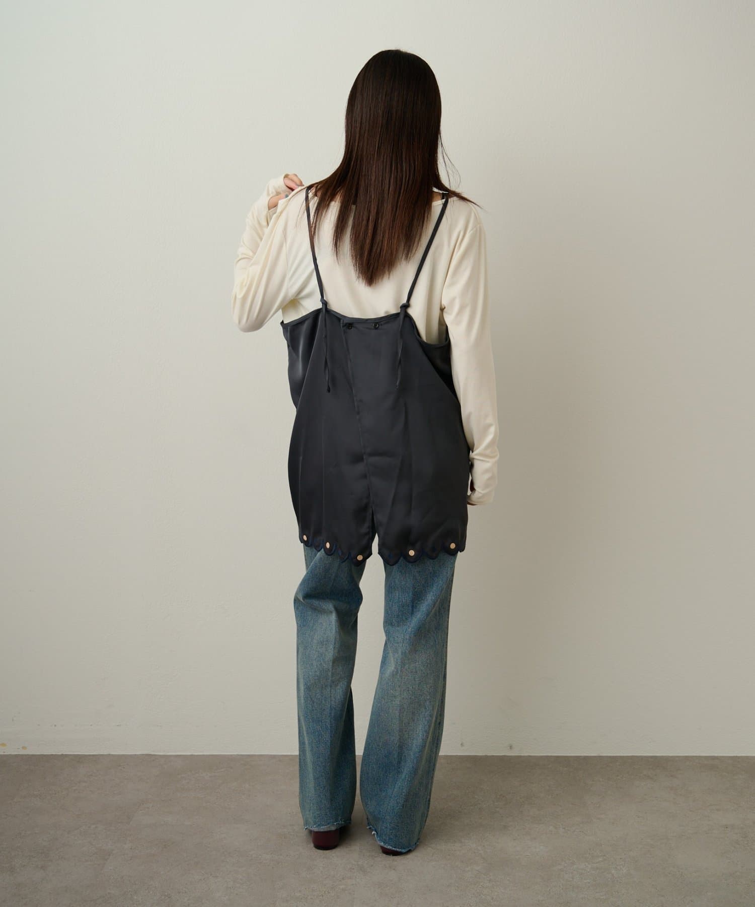 OUTLET(アウトレット) 【Omekashi】サテン刺繍キャミチュニック