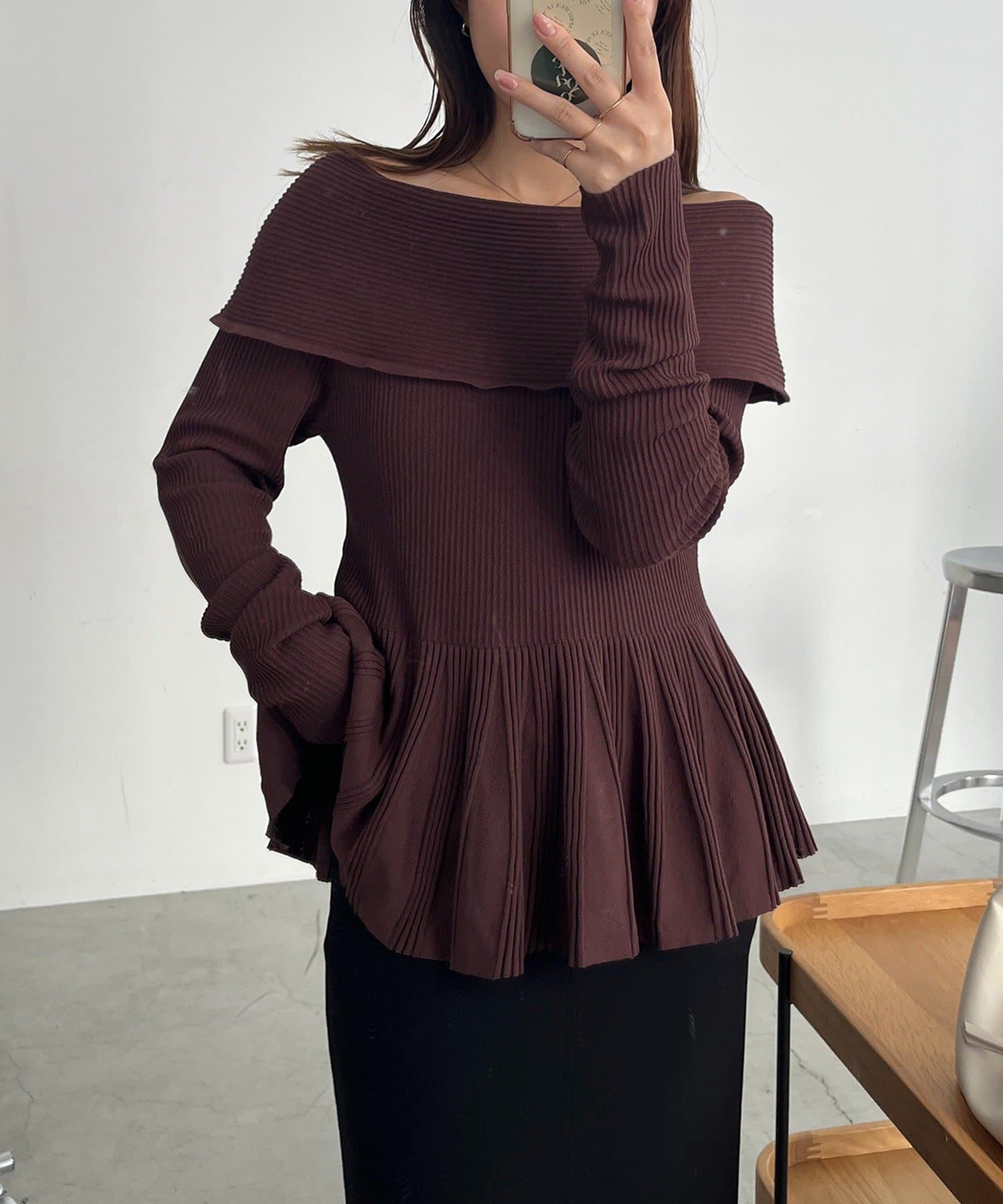 OUTLET(アウトレット) 【CAPRICIEUX LE'MAGE】フレアボートネックニット