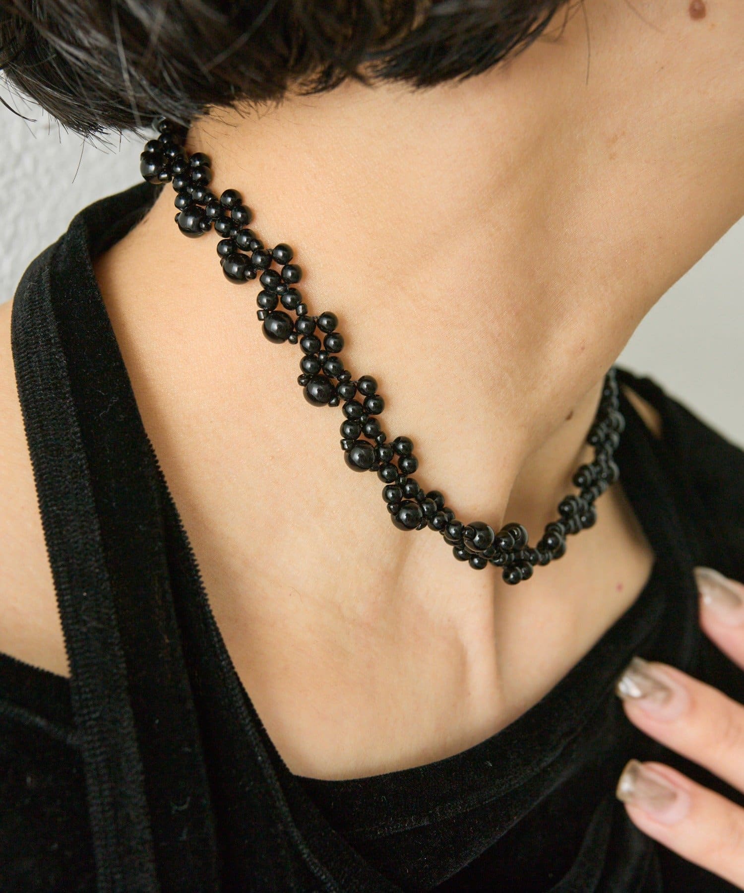 OUTLET(アウトレット) 【ear PAPILLONNER】フリルレース調パールネックレス