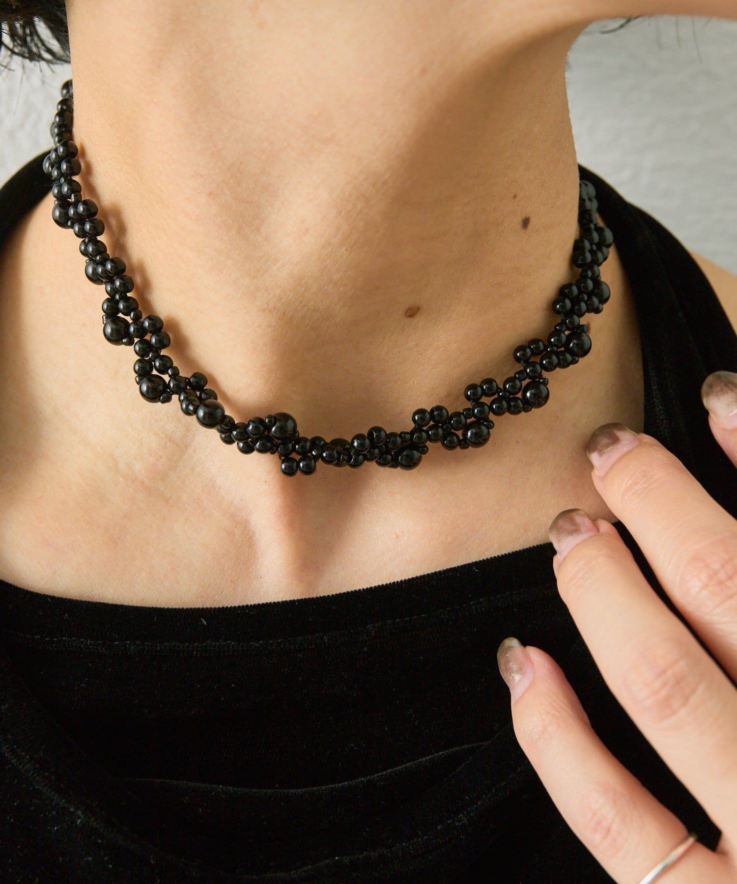 OUTLET(アウトレット) 【ear PAPILLONNER】フリルレース調パールネックレス