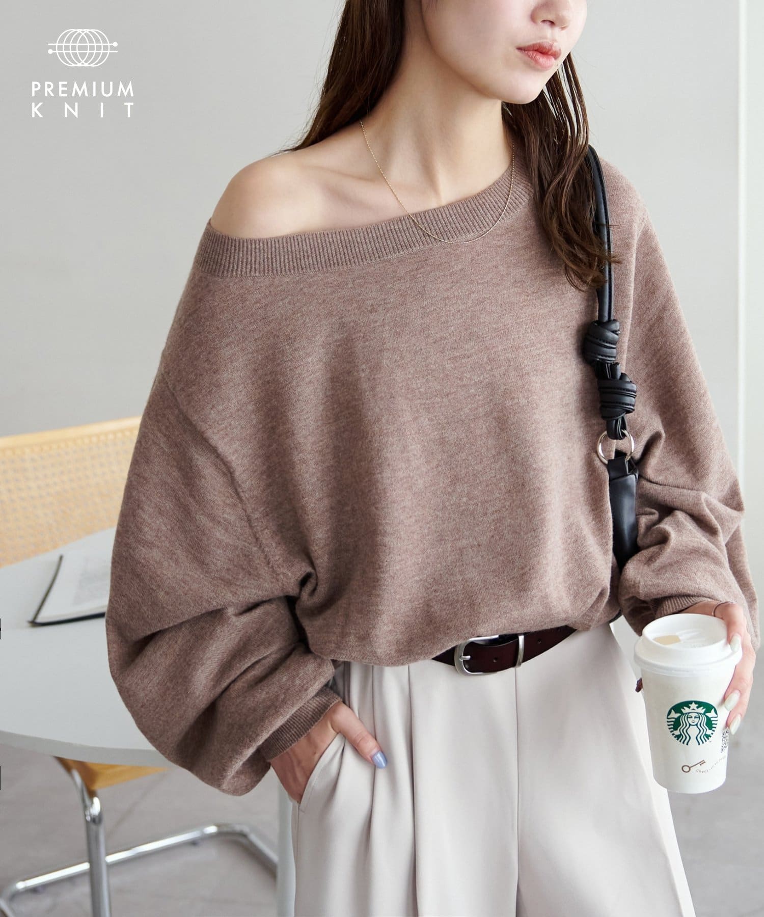 OUTLET(アウトレット) 【Discoat】スーパーファインウールワンショルプルオーバー